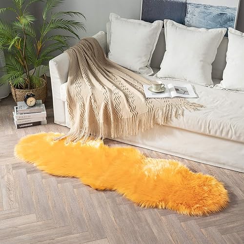 Miniatura 6 de MIULEE - Tapete de pelo de oveja sintética, decorativo, supersuave, mullido, para poner al lado de la cama, sofá, suelo y habitación del bebé,