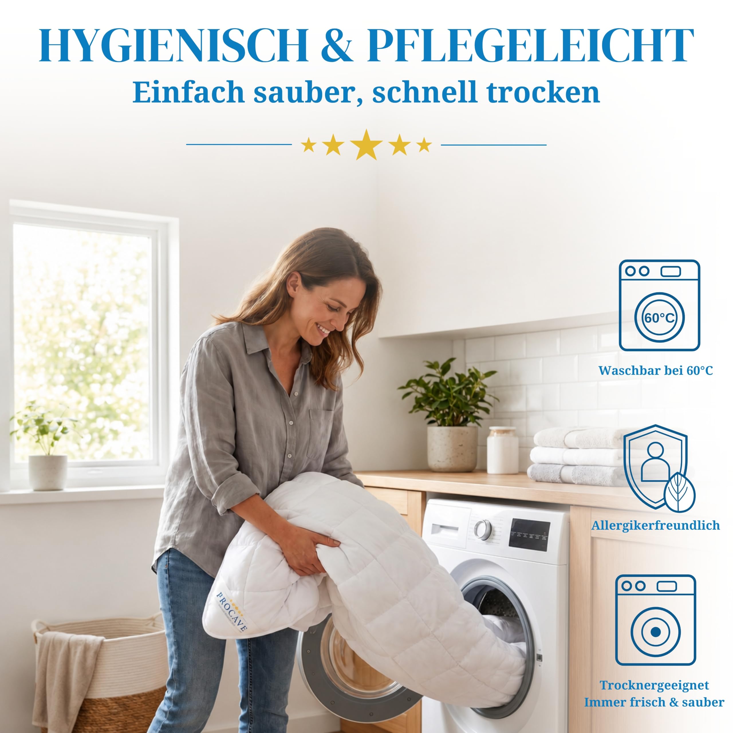 PROCAVE de Cubrecama Micro-Comfort con Borde gomado, Tela, weiß, 160 x 200 cm