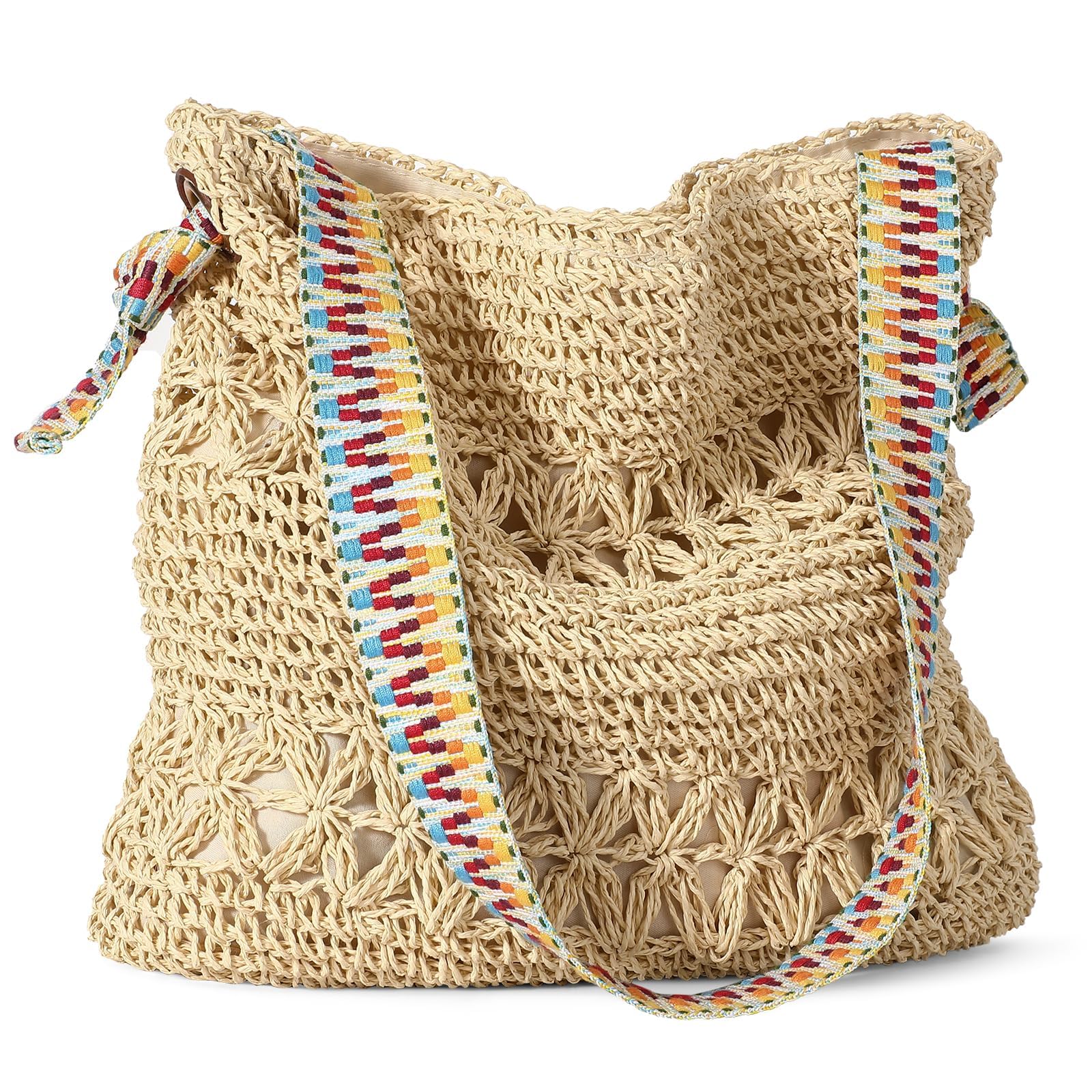 Beach Bags for Women - Women Beach Tote Bag, Summer Mesh Hollow Shoulder Tote for Holiday Market-image-20