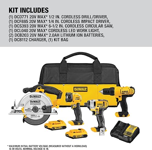 Miniatura 6 de DEWALT Kit combinado de taladro inalámbrico de 20 V MAX*, 4 herramientas (DCK466D2)