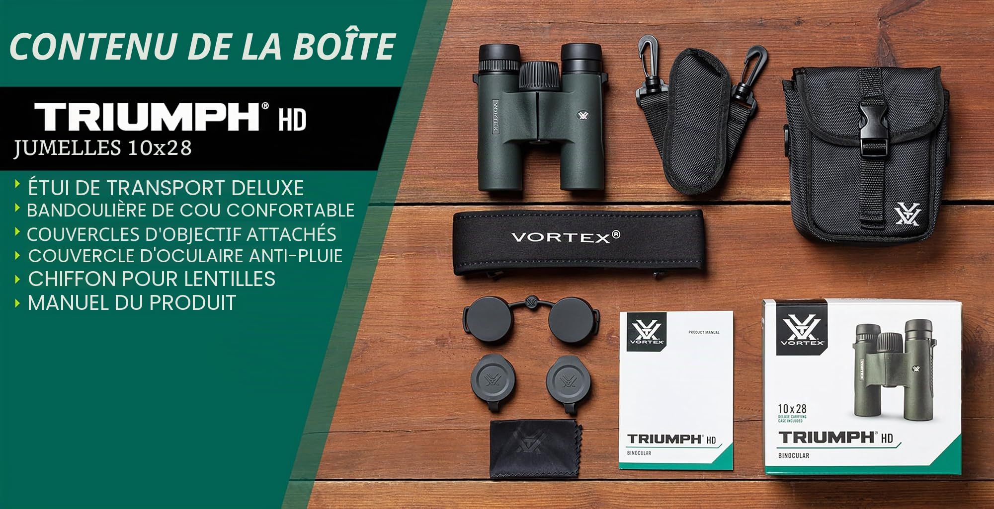 Vortex Triumph HD Jumelles 10 x 28 | Optique HD, trépied adaptable, étanche, antibuée, antichoc, étui de transport inclus