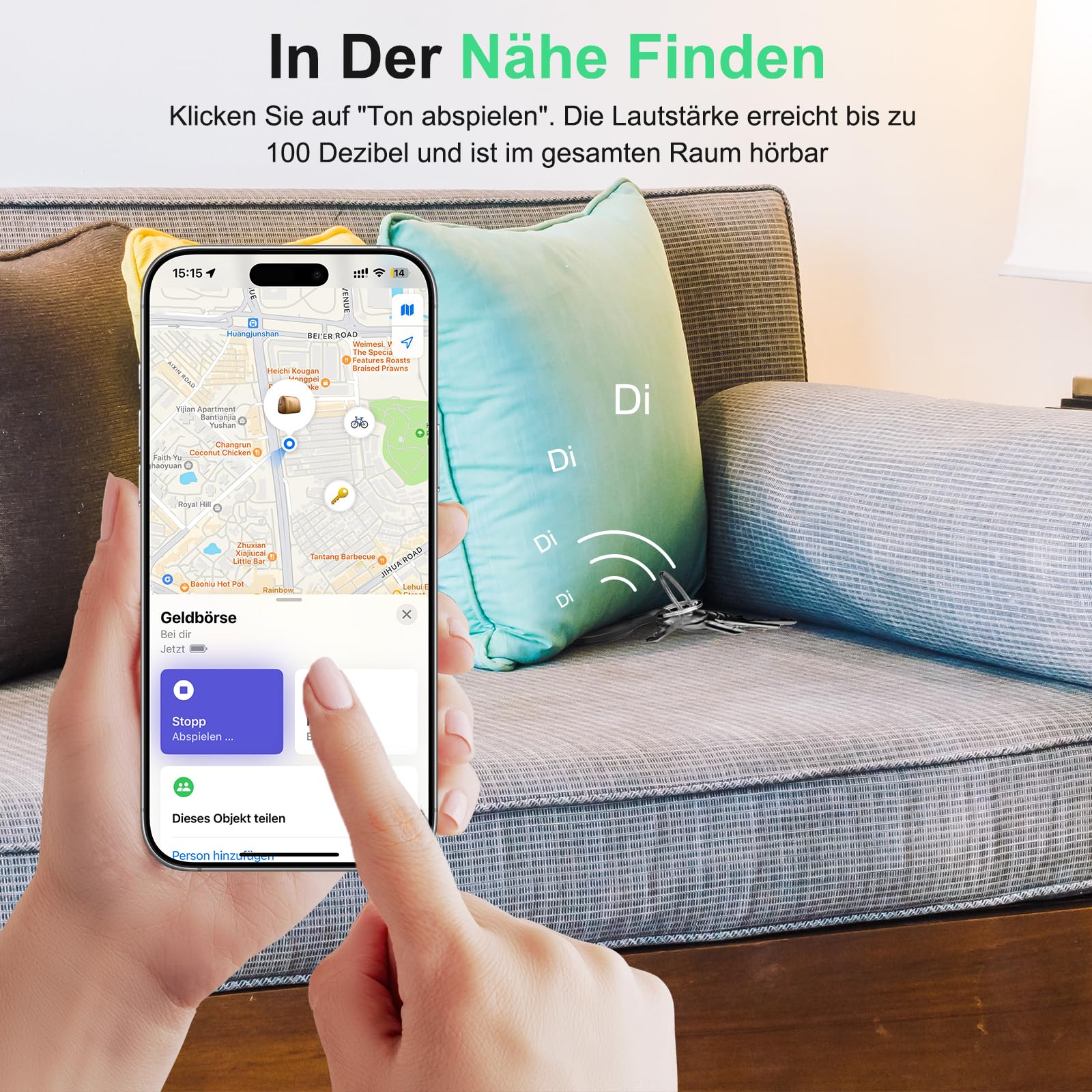 Smart Air Tracker Tag kompatibel mit Apple Wo ist? (nur iOS), Inklusive Ersatzbatterie, Smart Tracker Tag Key Finder für Schlüssel, Fahrrad, Wallet, Koffer, Hunde, Katzen (Schwarz, 4-Pack)