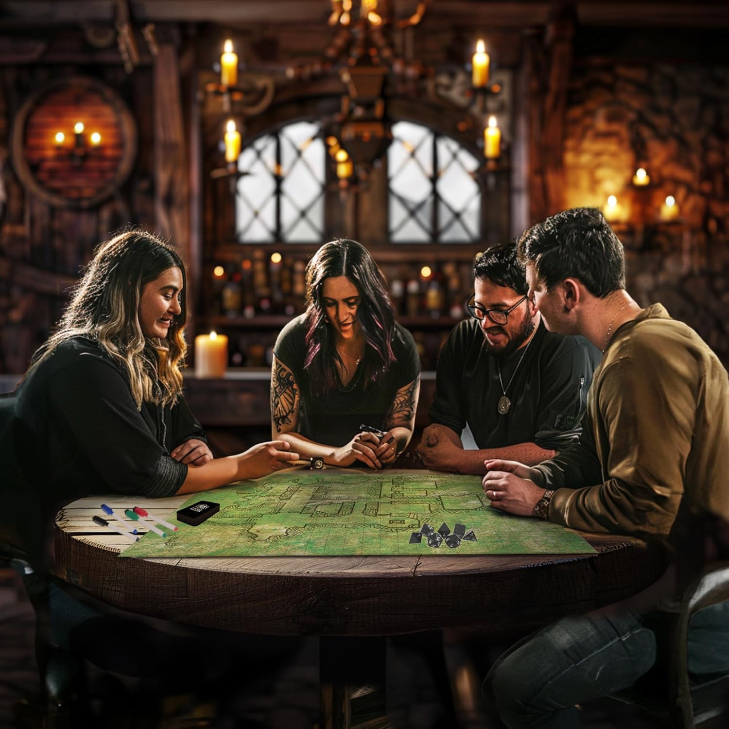 Melee Mats DND Map Starter Set - 22” x 26" Double Sided, Wet & Dry Erase Battle Terrain Grid for Dungeons and Dragons - Tabletop Board Gaming Kit with Accessories - Image 6