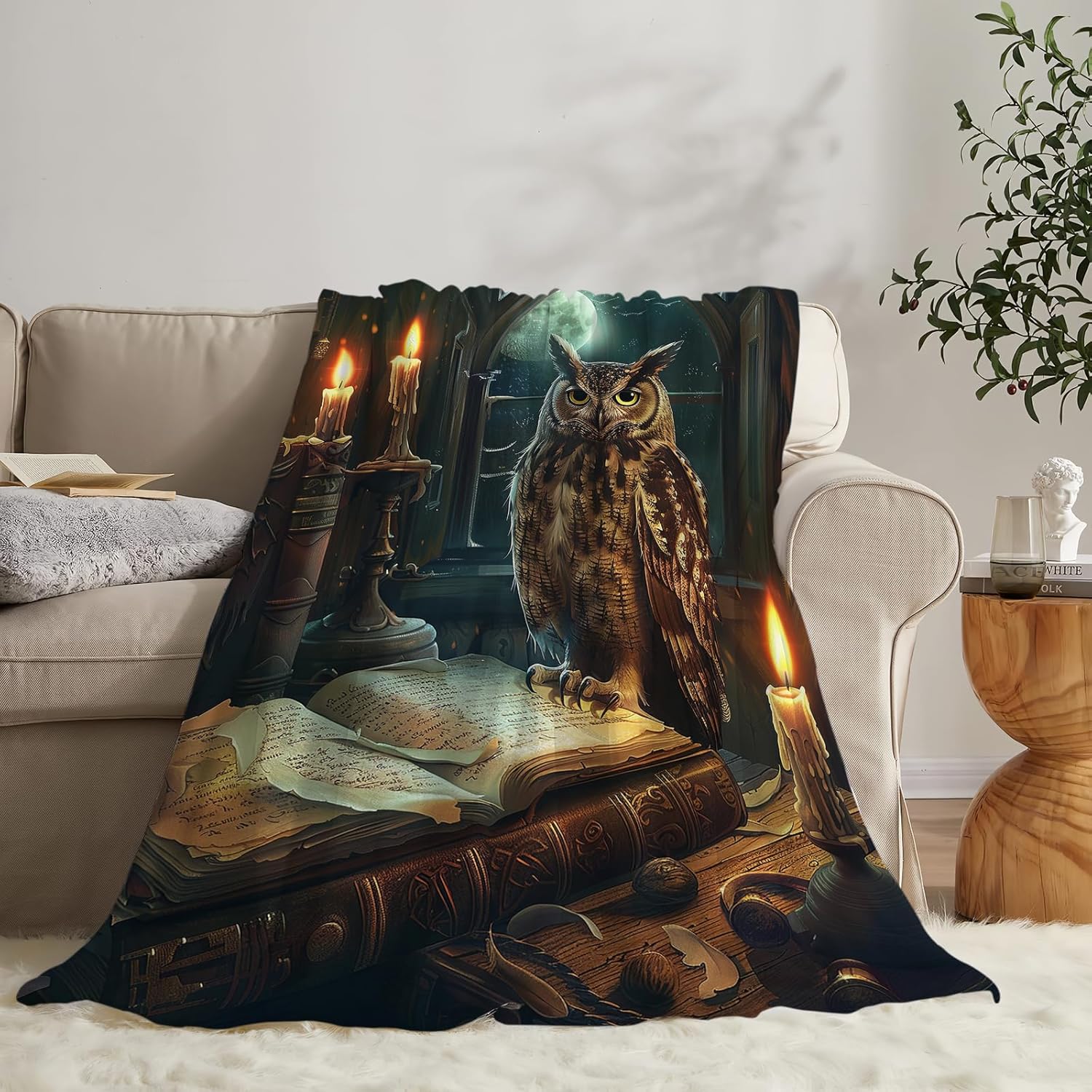 Owl Blanket Owls Gifts for Women Girls Book Throw Blanket Cozy Plush Fleece Flannel Lightweight Fuzzy Party Blankets for Bed Decor 50"X40" - Image 3