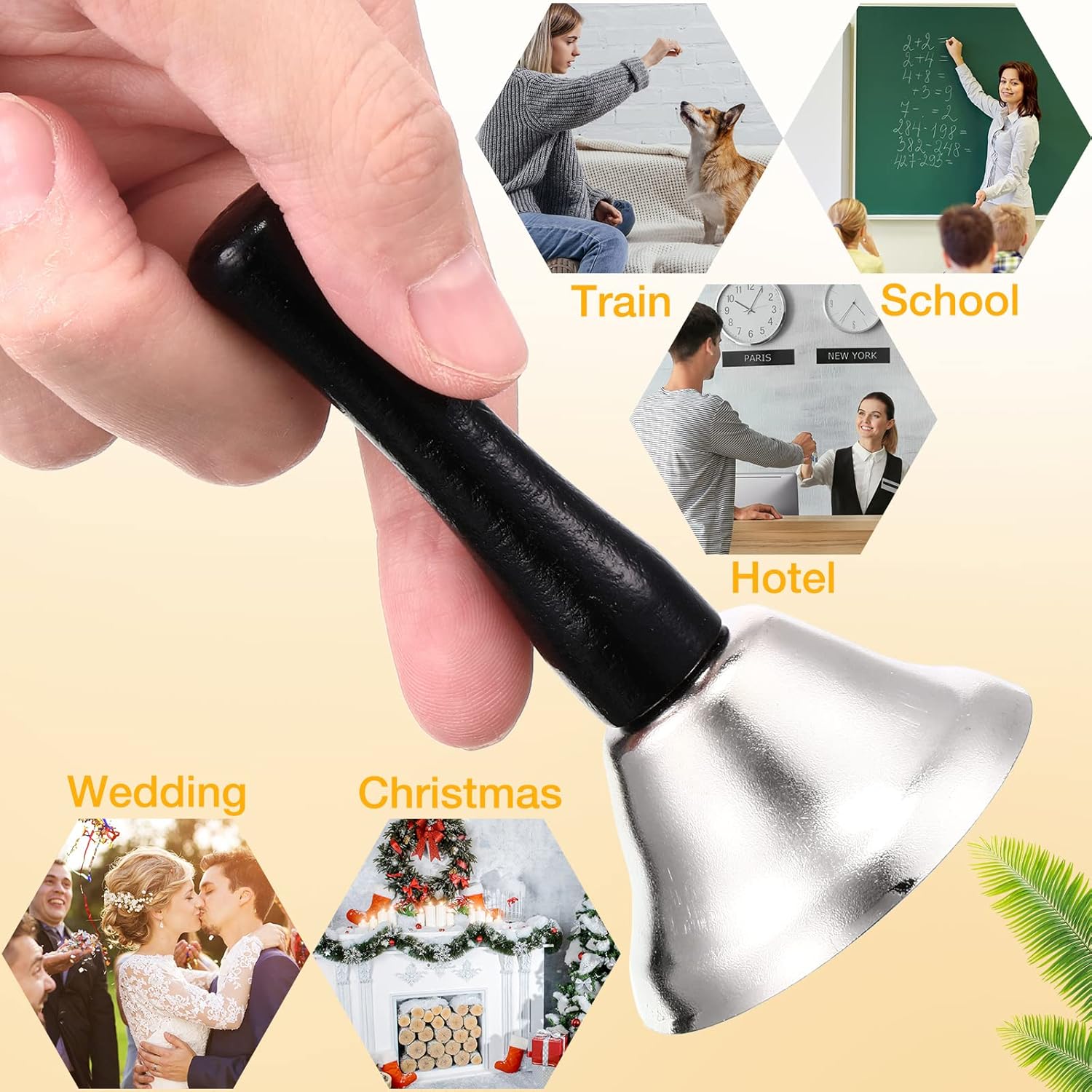 Yeshone 50 Pcs Loud Hand Bell Bulk Dinner Service Handbells for Inside Classroom Food Line Alarm Jingles Ringing The Sick and Elderly Handbells Gift for Festival Party Weddings Favors(Silver)