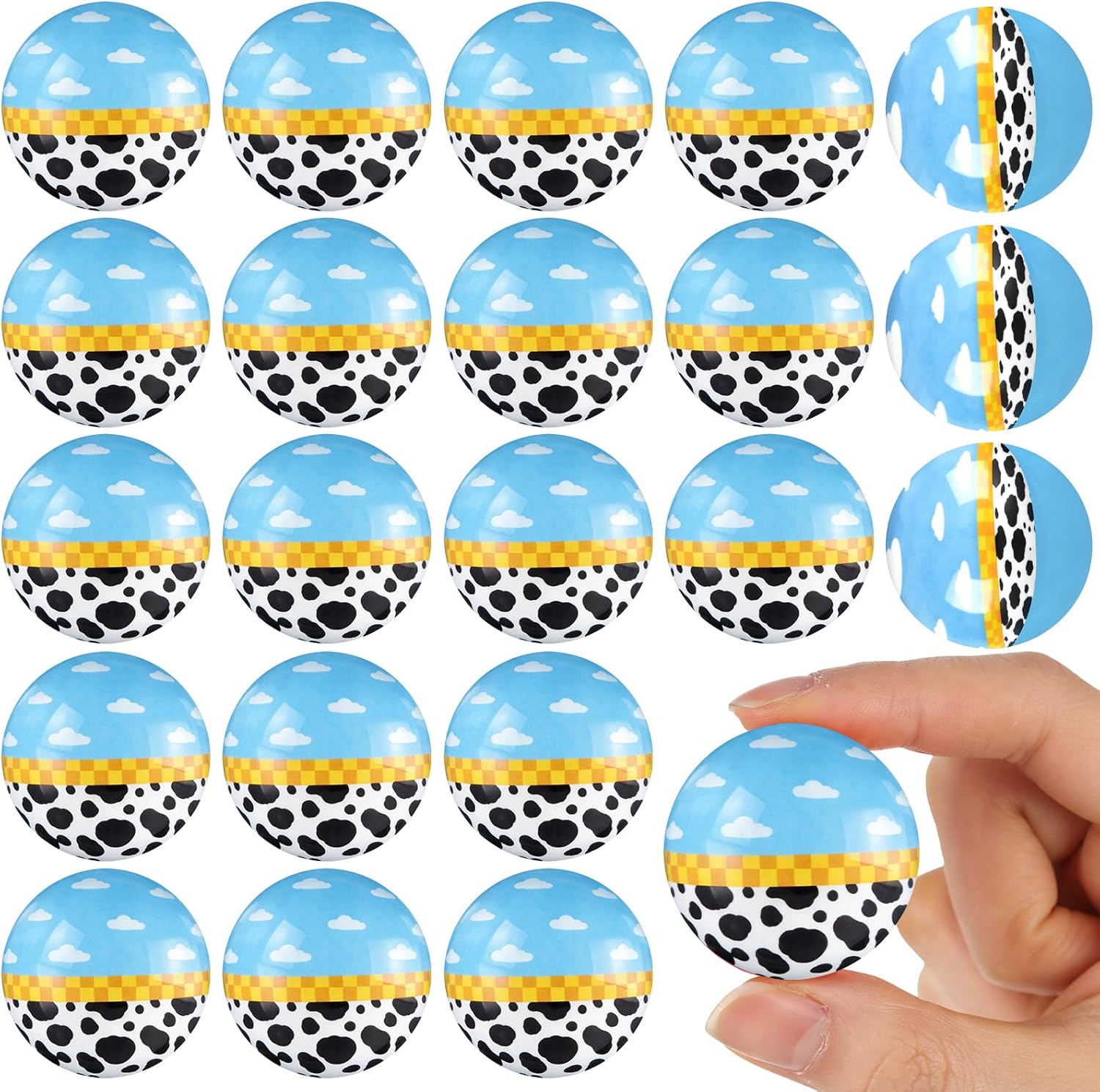 Foilswirl 24 Pack Cartoon Story Party Favors 35mm Bouncy Balls for Kids