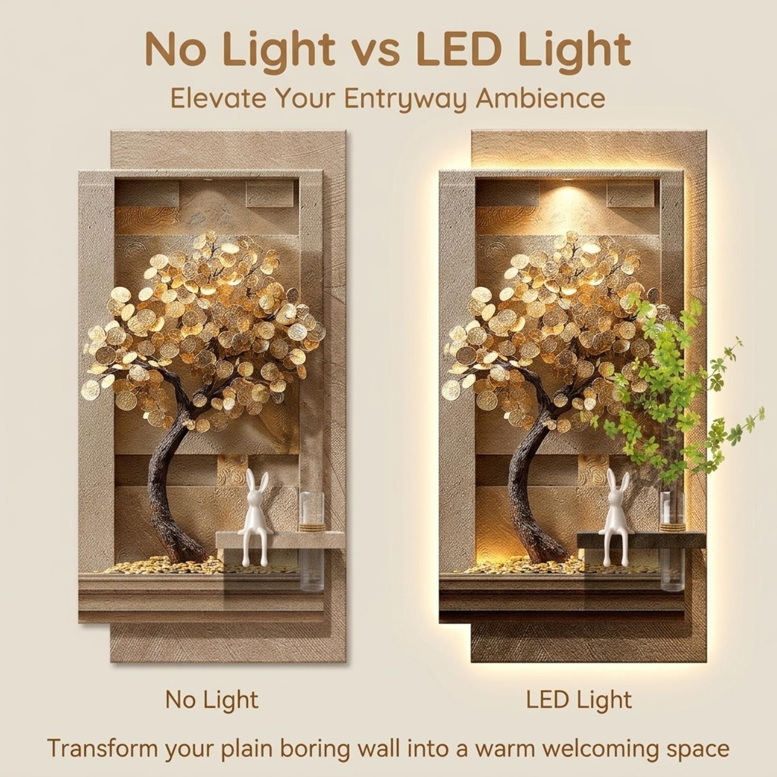 Moderne Wanddeko mit LED-Licht, Sandstein-Optik, Wandkunst für Wohnzimmer