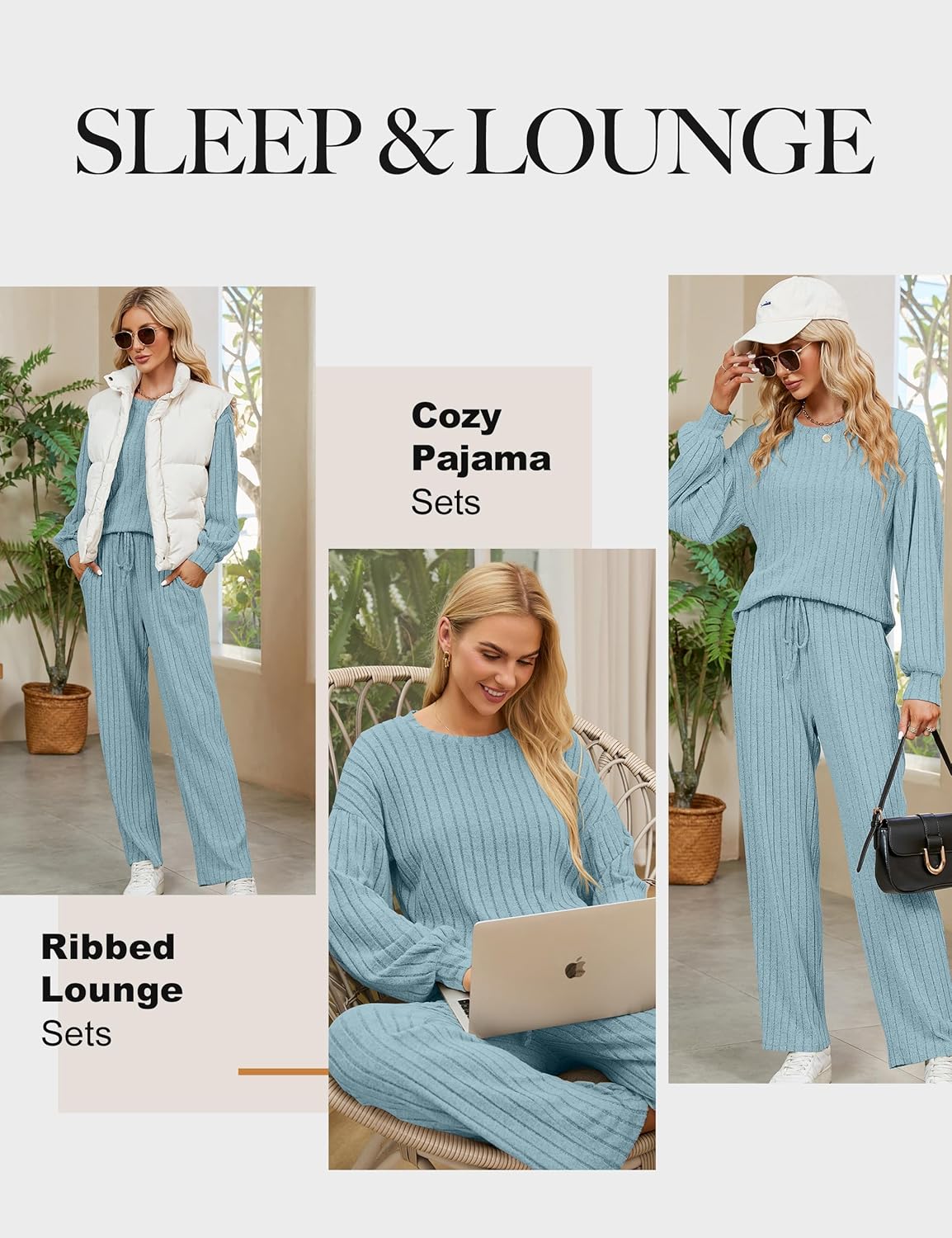 Blooming Jelly Womens Lounge Set Cute Long Sleeve Pajama Sets Casual 2 Piece Pj Outfit Fall Sleepwear Pockets - Image 4