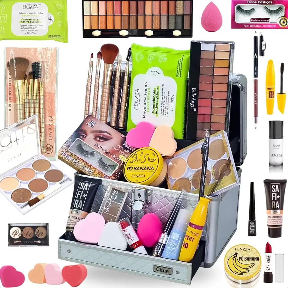 Maleta De Maquiagem Completa Profissional Básica Presente (CLARA)