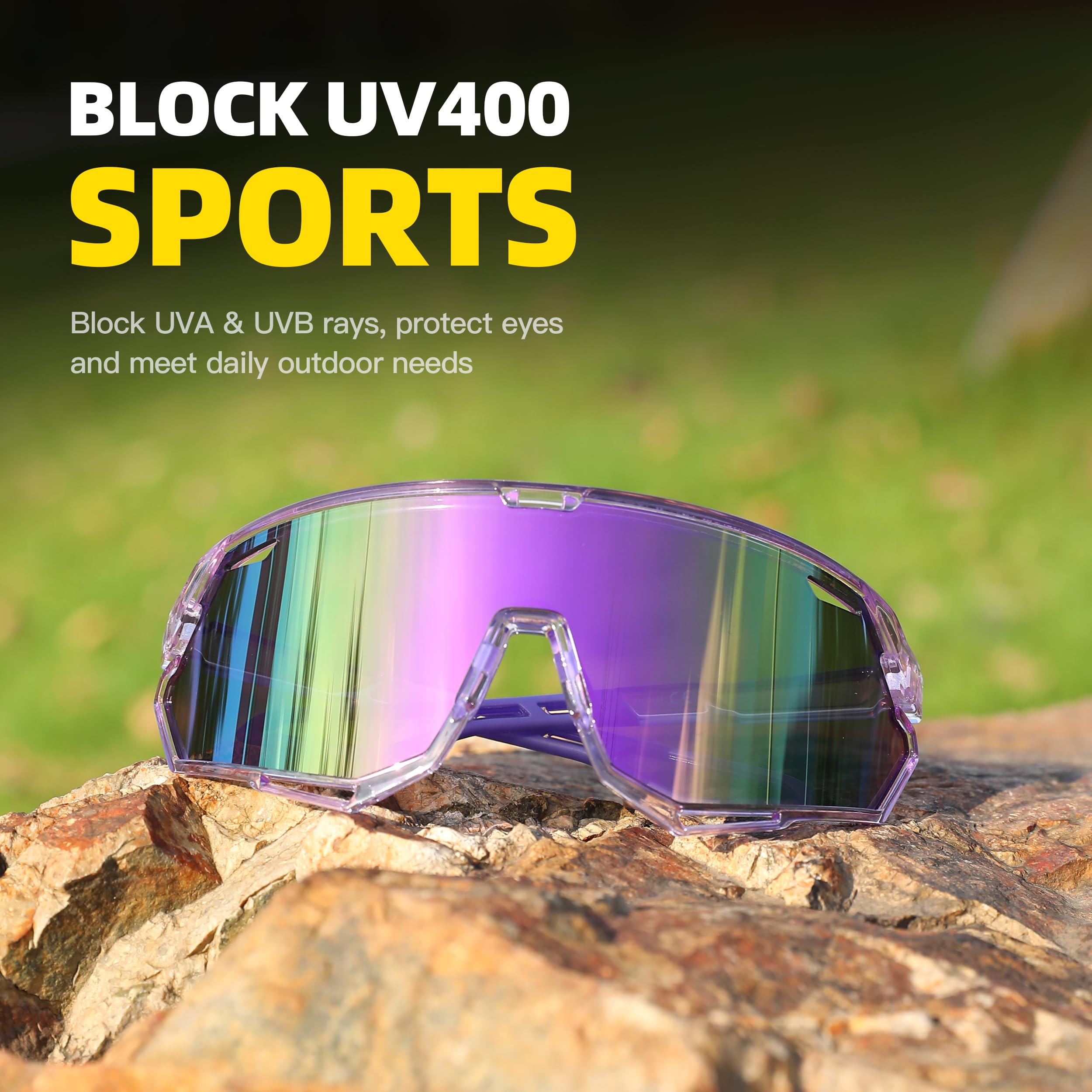 SINSPORT eyewear Occhiali da Ciclismo per Uomo Donna, Occhiali da Sole Sportivi Occhiali MTB per Bici Running Baseball Correre Anti-UV400
