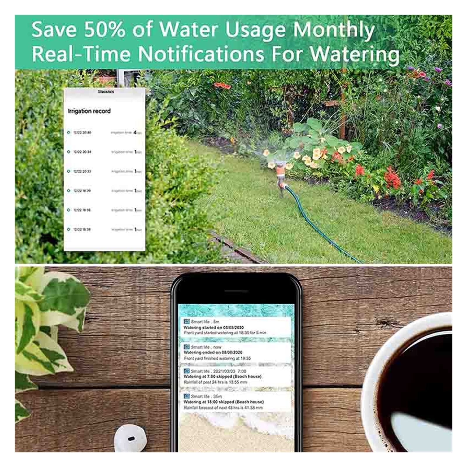 Smart Water Valve Spegnimento Automatico Remote Water Timer Wifi Garden Irrigation Timer Smart Rubinetto Irrigazione Controller tramite Smartphone Control Telecomando WIFI (Color : 1 Timer and Wifi