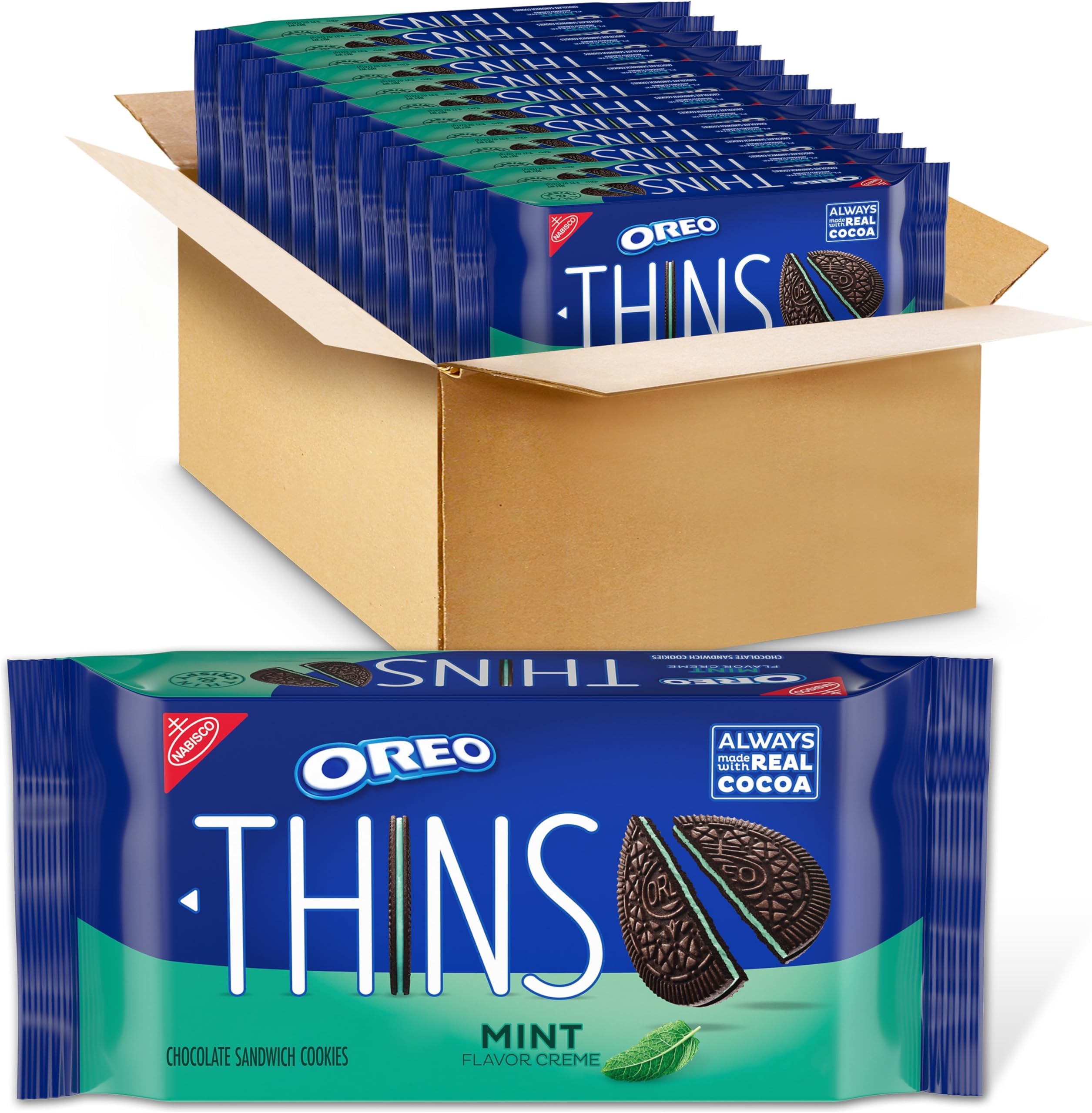 Thins Mint Creme Chocolate Sandwich Cookies, 12 - 9.21 oz Packs