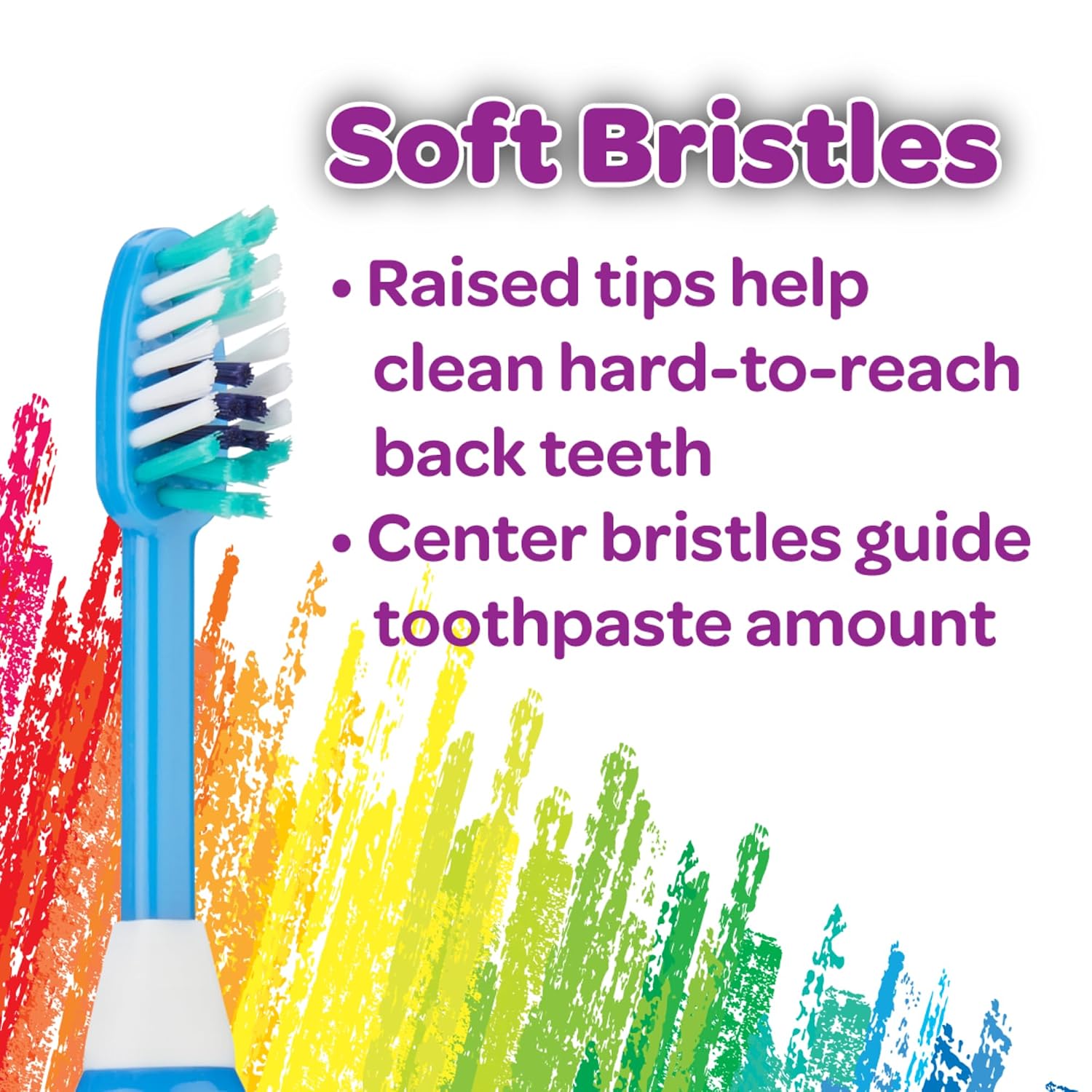 GUM Crayola Marker Kids Toothbrush, Soft Bristle, Ages 3+, 3 Count (2 Pack)