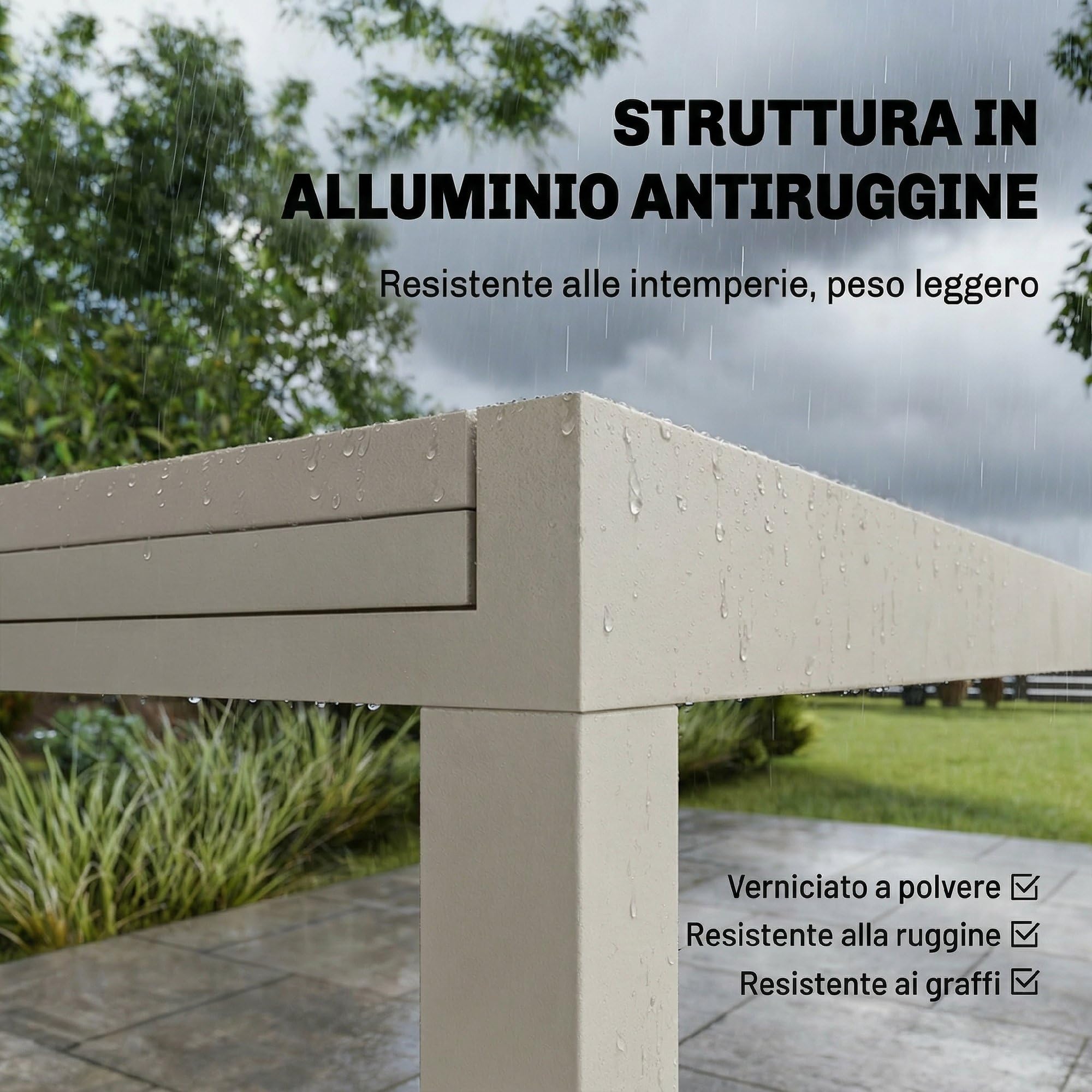 Outsunny Tavolo da Giardino Allungabile per 4-8 Persone, 90/180x90 cm Tavolo da Pranzo Estensibile da Esterno in Alluminio con Piano in Vetro Temperato, per Patio Terrazzo Balcone, Bianco Crema
