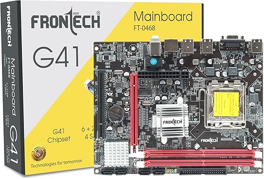 FRONTECH G41 Chipset Motherboard with 2xDDR2 RAM Slots LGA775 Supports Core 2 Quad/Core2 Extreme/Duo/Pentium/Celeron Processors | 8 USB 2.0 Ports,…