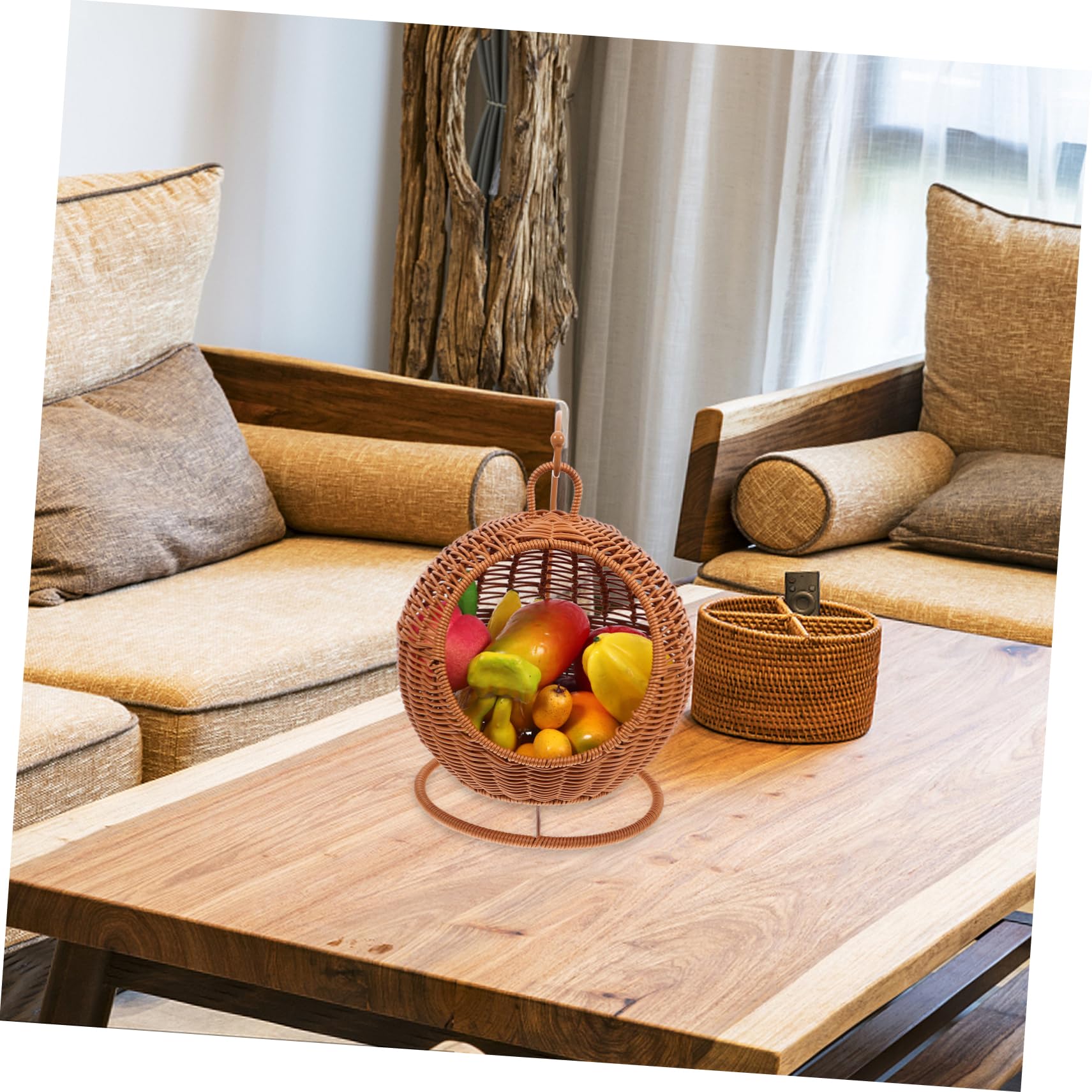 Zerodeko Contenitore Confettata in Pvc Marrone, Cesto per Frutta Originale e Resistente, la Conservazione di Frutta e Spezie in Cucina o Negozio