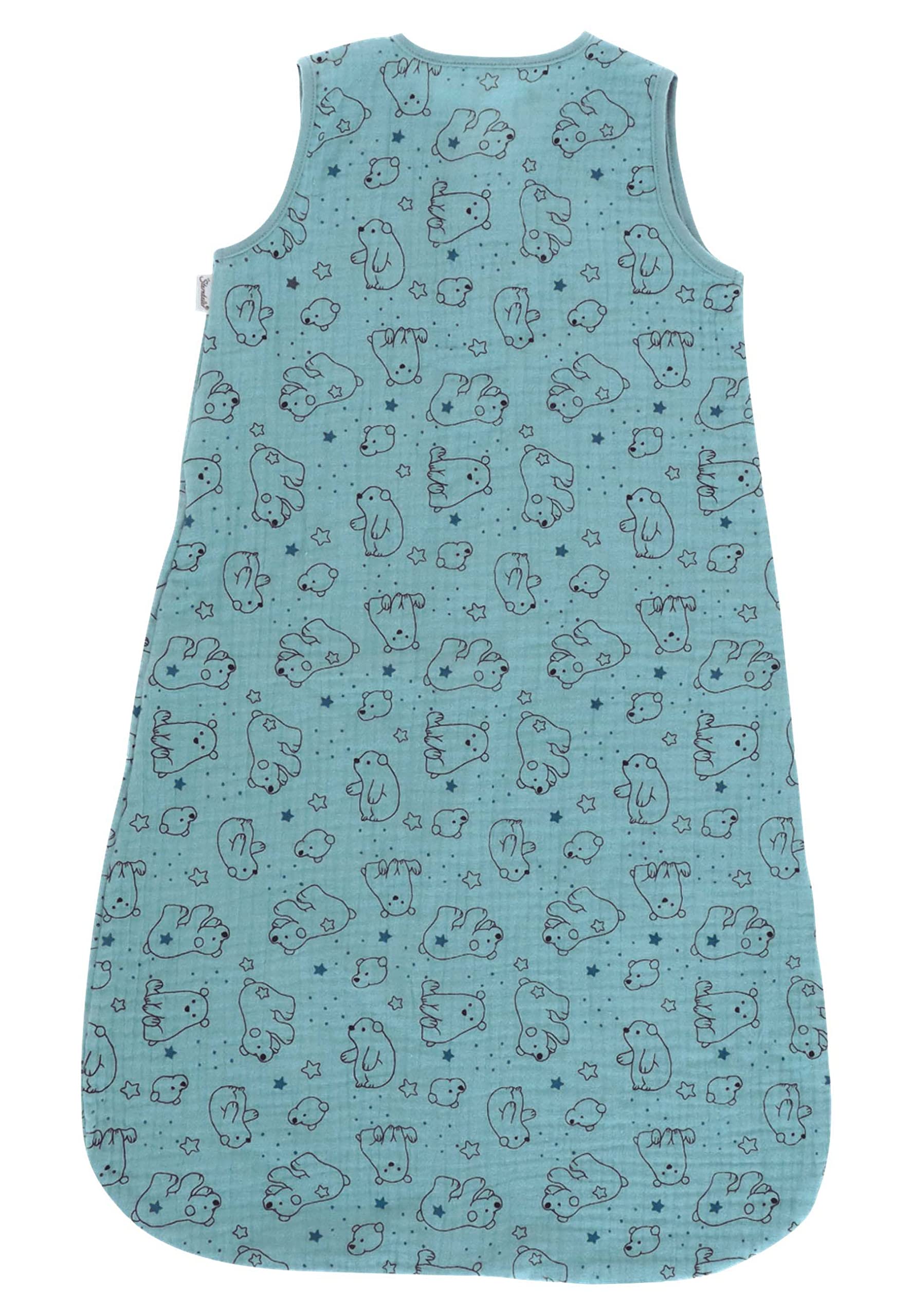 Sterntaler – Sacco Nanna Per Bambini 90 Cm, Mussola, Motivo Orso Polare, Turchese Scuro, Per Tutto L’anno, Cerniera Pratica