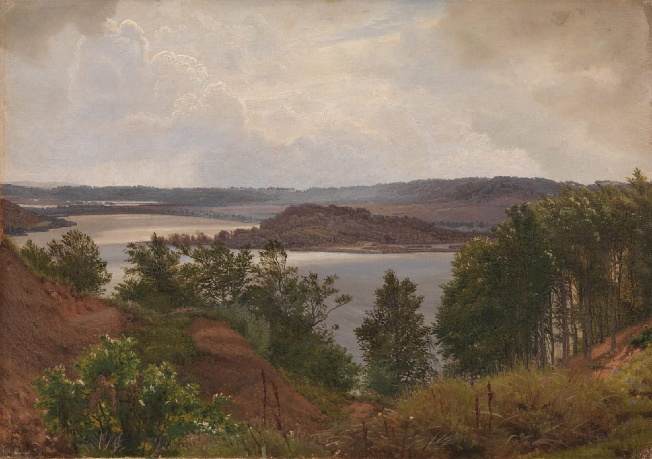 RZHRHJES Retro Picture Portrait Oil Painting Modern Wall Artwork the Lakes At Laven Near Silkeborg by Vilhelm Kyhn Canvas Poster for Home Decor 60x90cm