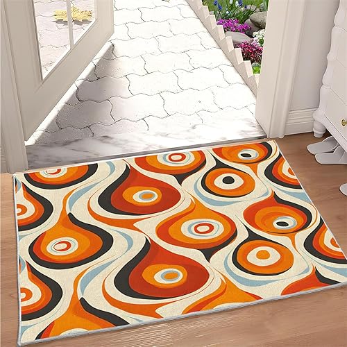 Miniatura 32 de Alfombra vintage con remolinos, alfombras florales para sala de estar, lavable, antideslizante, retro de los años 70, 8 x 10 pies, alfombra de suelo