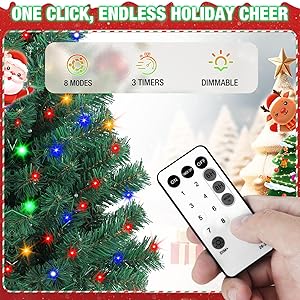 Prelit Christmas Tree 6ft with Remote Control, 8 Light-Modes Artificial Christmas Trees with Lights, Xmas Tree with 1000 Thick Branch Tips & 250 Lights, Easy Assembly Holiday Dcor for Home