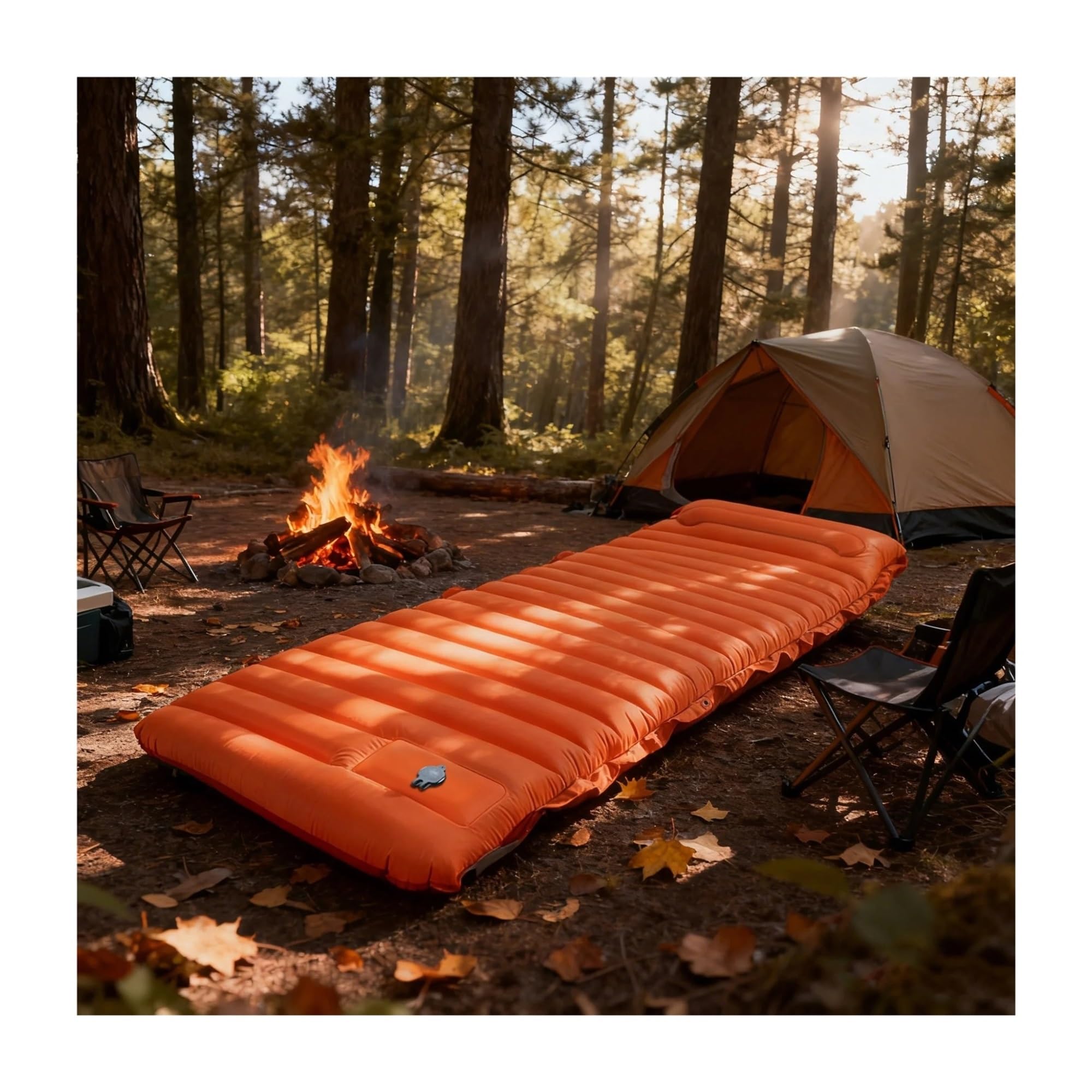 Almohadilla de dormir autoinflable, cojín de 4 pulgadas de grosor, diseño conectable, núcleo de espuma duradero para camping, uso al aire libre, compacto y ligero