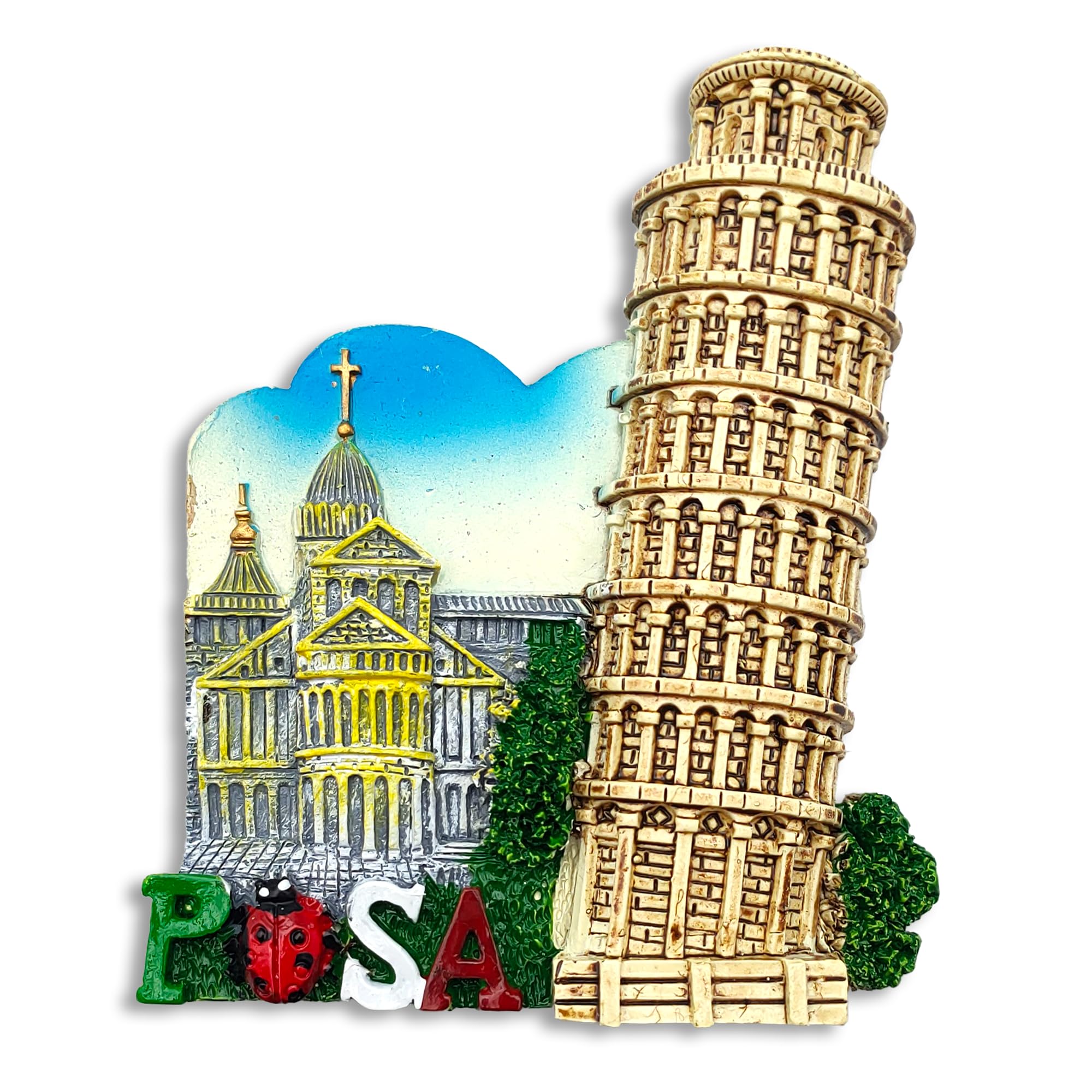Leddy Living Multi-Coloured Pisa 3D Magnet - Cathedral And Leaning Tower - Decorative Fridge Magnet And Magnetic Board - City Of Art And History Souvenir - 7.5X6.5cm