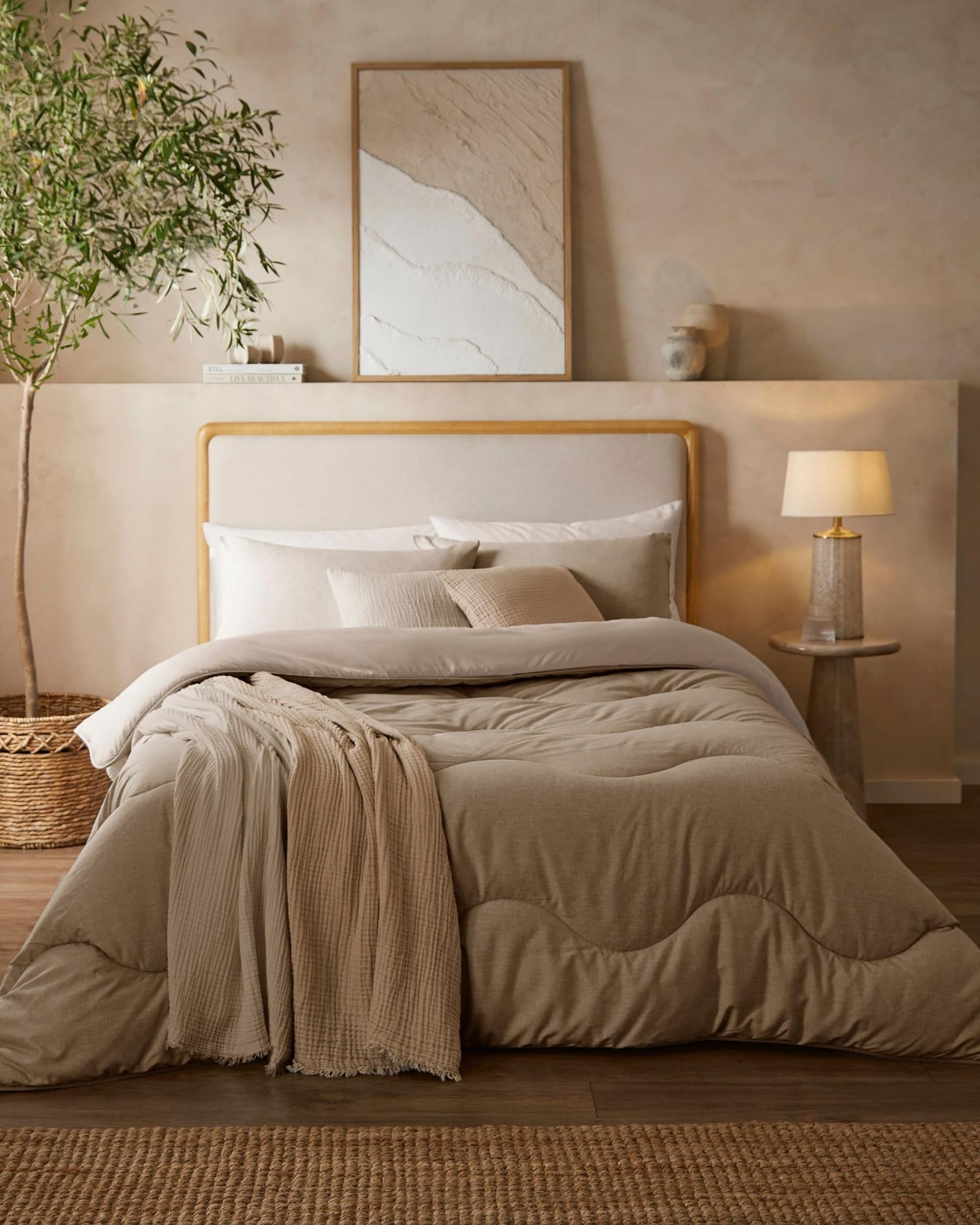 Night Lark Coverless Duvet and Pillowcase Set, Soft Weave Collection – Coverless Duvet Single 10.5 Tog with Advanced Smartfil® Fibre, Machine Washable, Hypoallergenic – Natural Oat, Single Bed Size