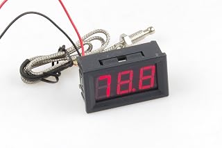 KNACRO DC 12V 24V (4V-28V) Red Fahrenheit Digital Temperature Meter -76℉~999℉ LED Display with Industrial Grade 0.5m K-Type Thermocouple Temperature Sensor M6 Probe