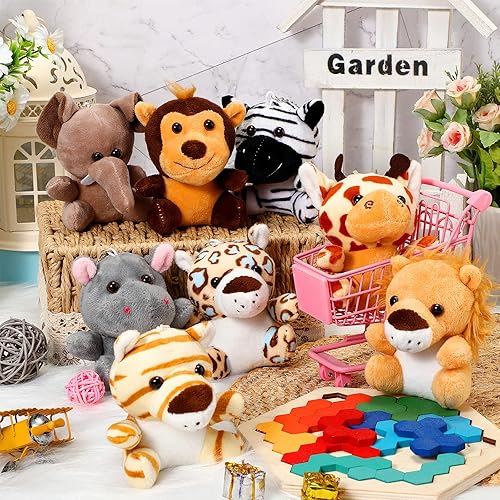 Miniatura 3 de Paquete de 48 mini juguetes de animales de peluche de 4.7 pulgadas, llavero de animales de peluche pequeños para bolsas de regalos para caza de