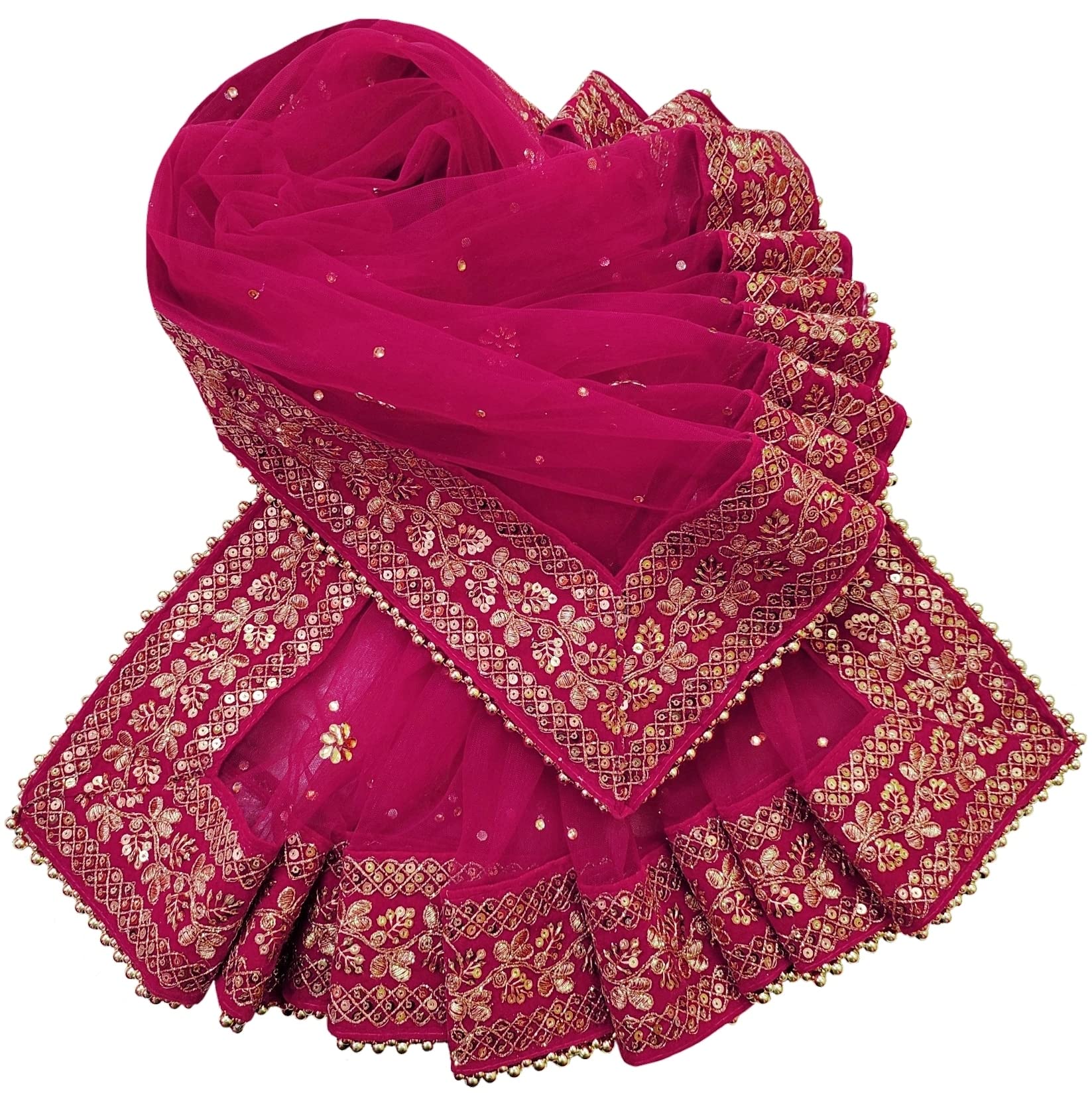 Women's Heavy Net Dupatta With Zari Embroidery Heavy Border (Stone work, 2.25m)