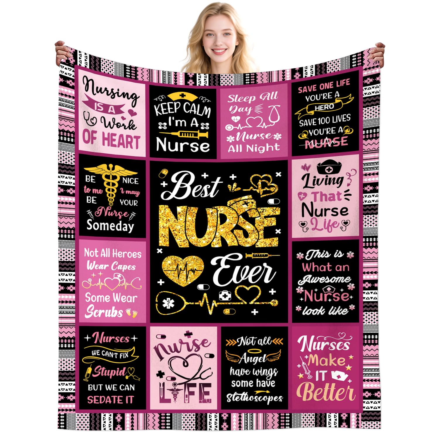 Nurse Gifts for Women Nurse Graduation Blanket Throw Nurse Accessories for Work Nursing Gift for Woman Women Nurses Week Appreciation Gift Friends Coworker Gifts Ideas Party Decorations 60"X50"INCH