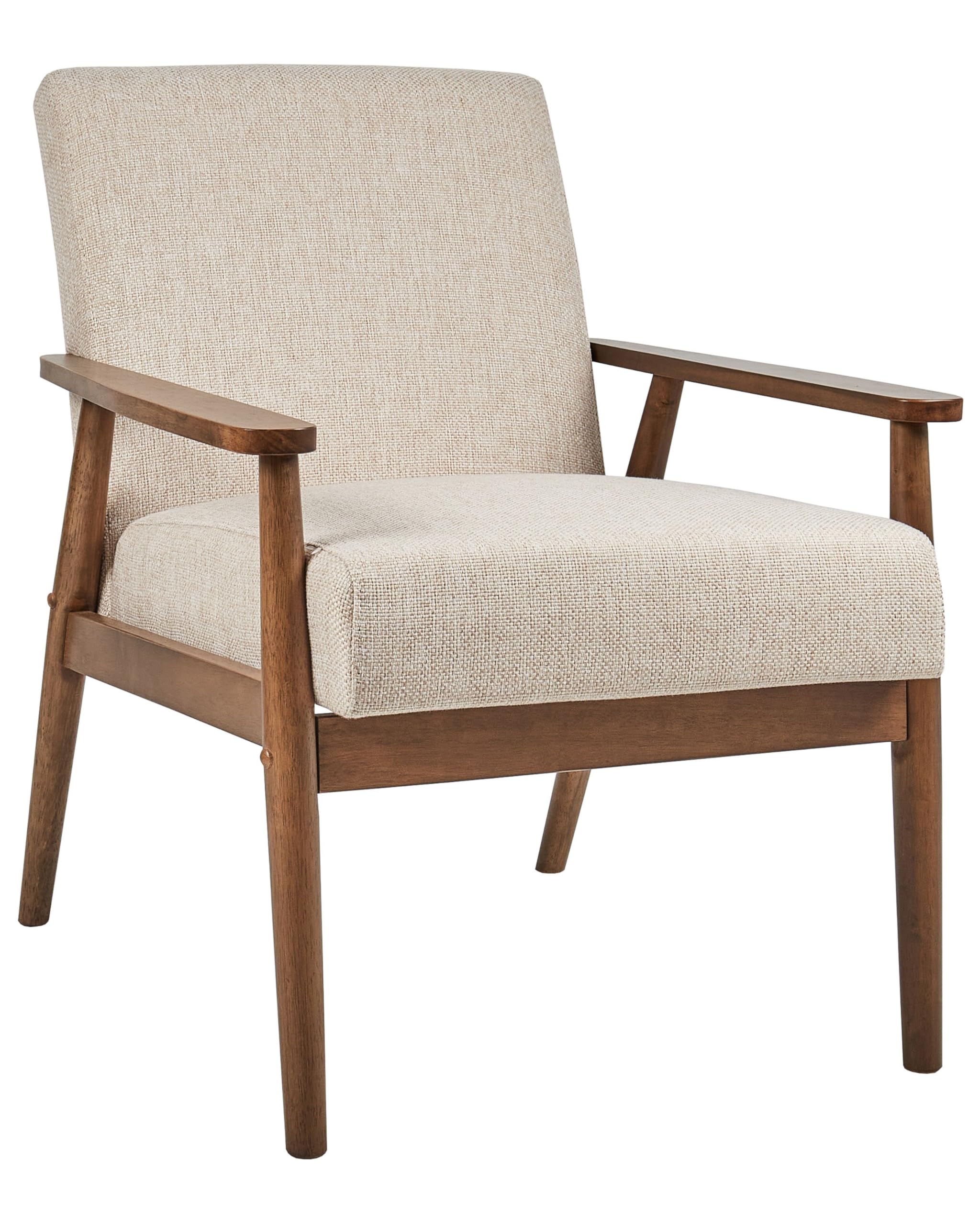 Beliani Sessel Bouclé beige/Dunkelbraun mit Armlehnen Retro Stil Esrum