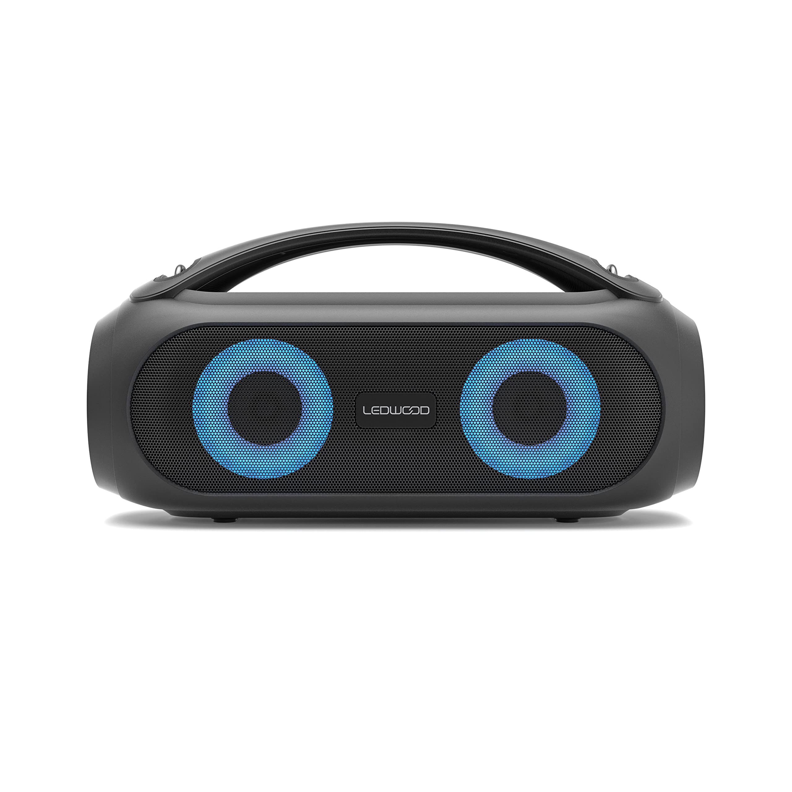 Ledwood Xtreme 250 - Enceinte Bluetooth TWS Portable avec Sangle - Haut-Parleur sans Fil Puissant avec LED Lumières Pulsées- Super Bass - IPX5 - AUX - Port USB - Radio FM - Noir