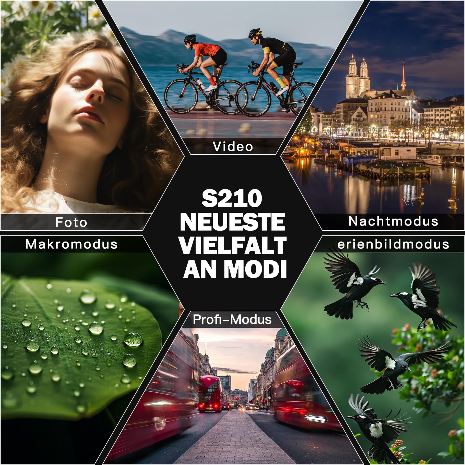 NBD 8K Digitalkamera 64MP mit 16X Optischem Zoom & Hot Shoe, 3" 180° Drehdisplay, Wi-Fi, v. 64GB TF-Karte + Wartungskit (Schwarz)