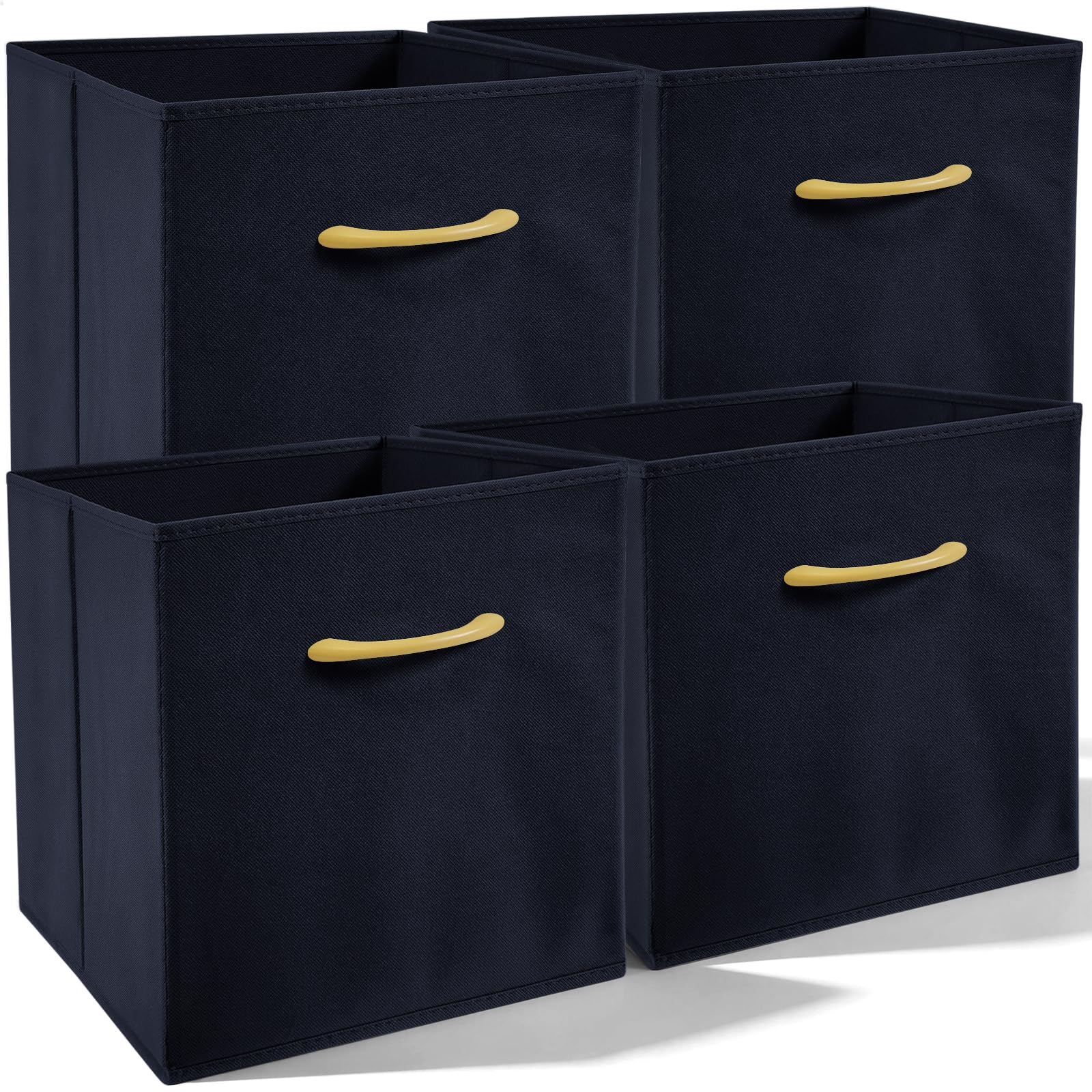 Amazing Tour 4 PCS Cube Storage Boxes 30x30x30 Navy Blue,Foldable Fabric with Handles Collapsible for Home Office Nursery Organiser - Clothes Basket Containers — image 1