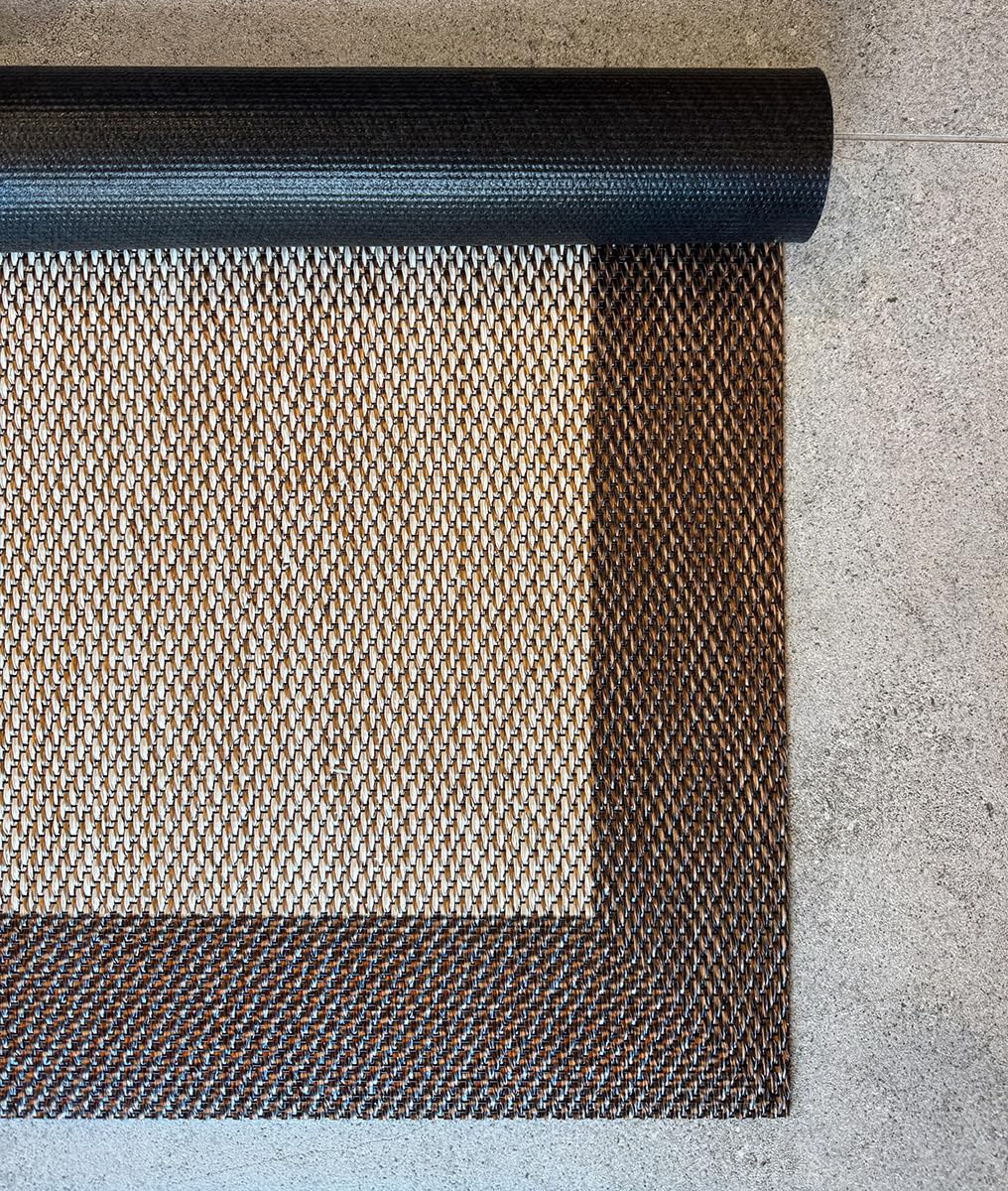 EB ESTORES BARATOS Alfombra de Vinilo Trenzado Screen Floor con Cenefa. Alfombra Antideslizante, Lavable, Apta en Interior y Exterior 3 mm Grosor y Diferentes Acabados, Marrón, 120x180 cm