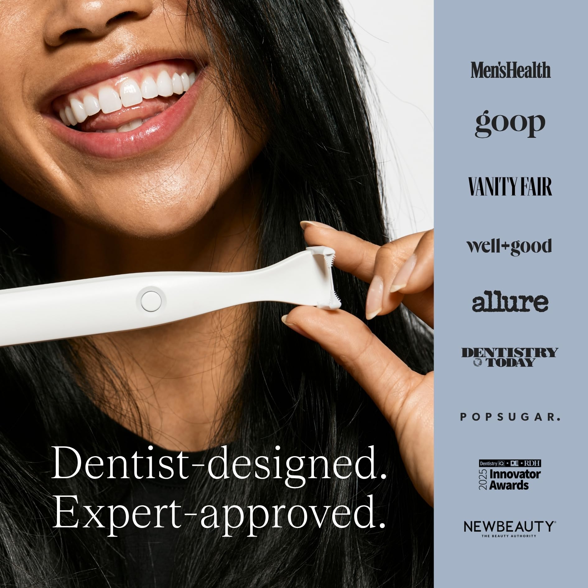 Slate Hilo dental eléctrico, 3 en 1 inventado por dentistas, funciona con pilas con cabezales de hilo reutilizables, cepillos de encías y raspador de lengua, 12.000 vibraciones sónicas, incluye