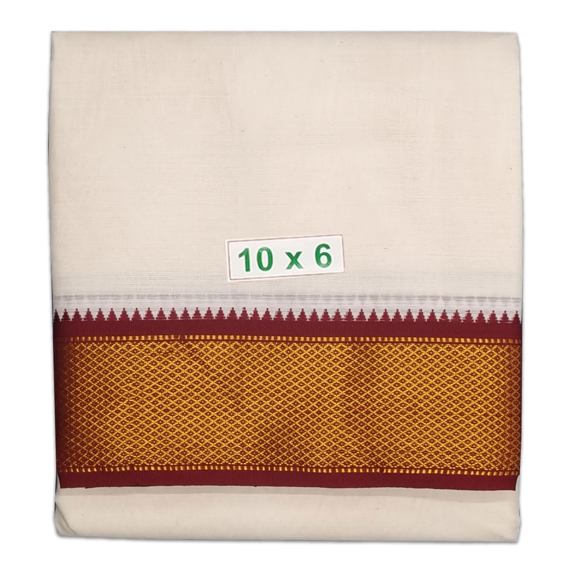 Pure Cotton Off White Dhoti, Mayilkan Cotton 4.5 Meter Dhoti and 2.75 Meter Towel Off White Dhoties 10X6