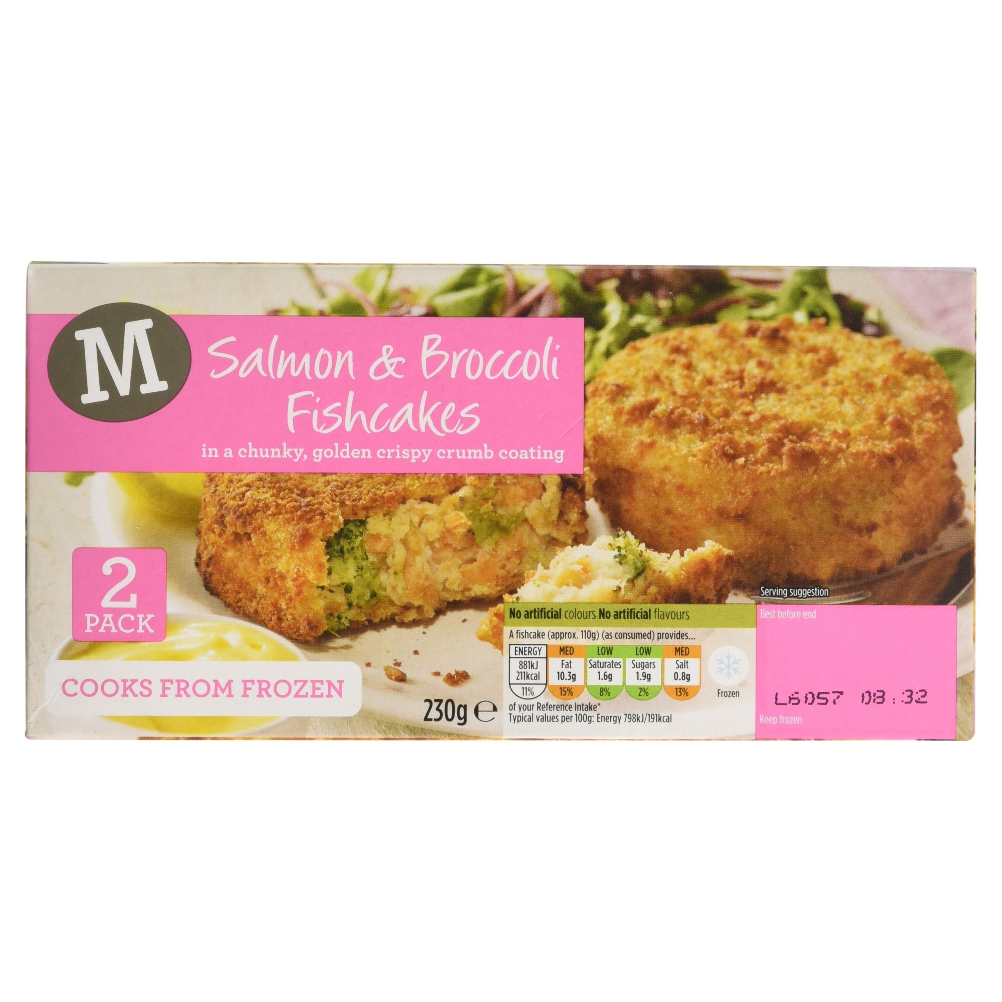 Morrisons 2 Salmon and Broccoli Fishcakes, 230g (Frozen)