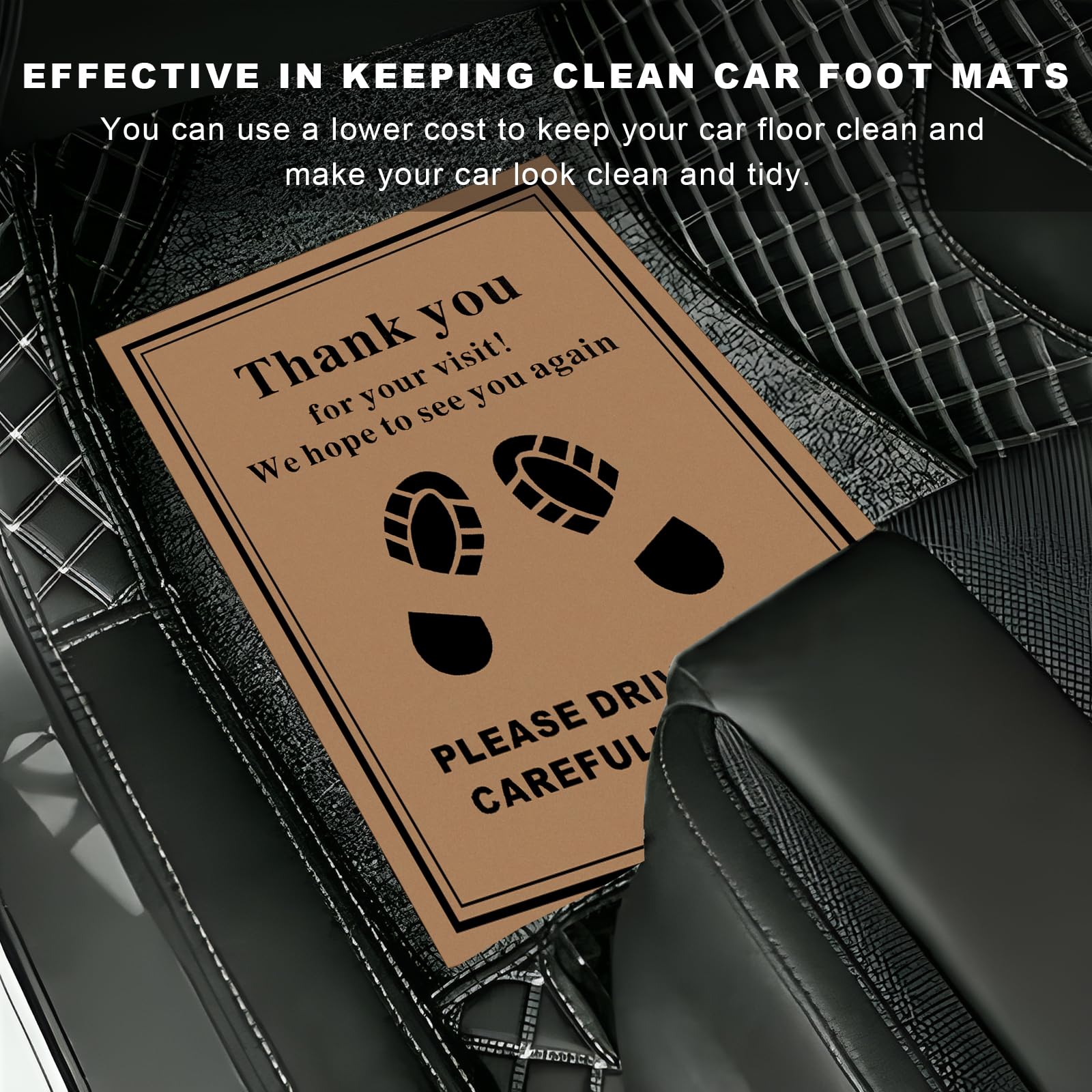 MTRPS 50 PCS Car Paper Floor Mats 16 x 20 Inch Disposable Auto Carpet Pads with Footprint Words — view 4