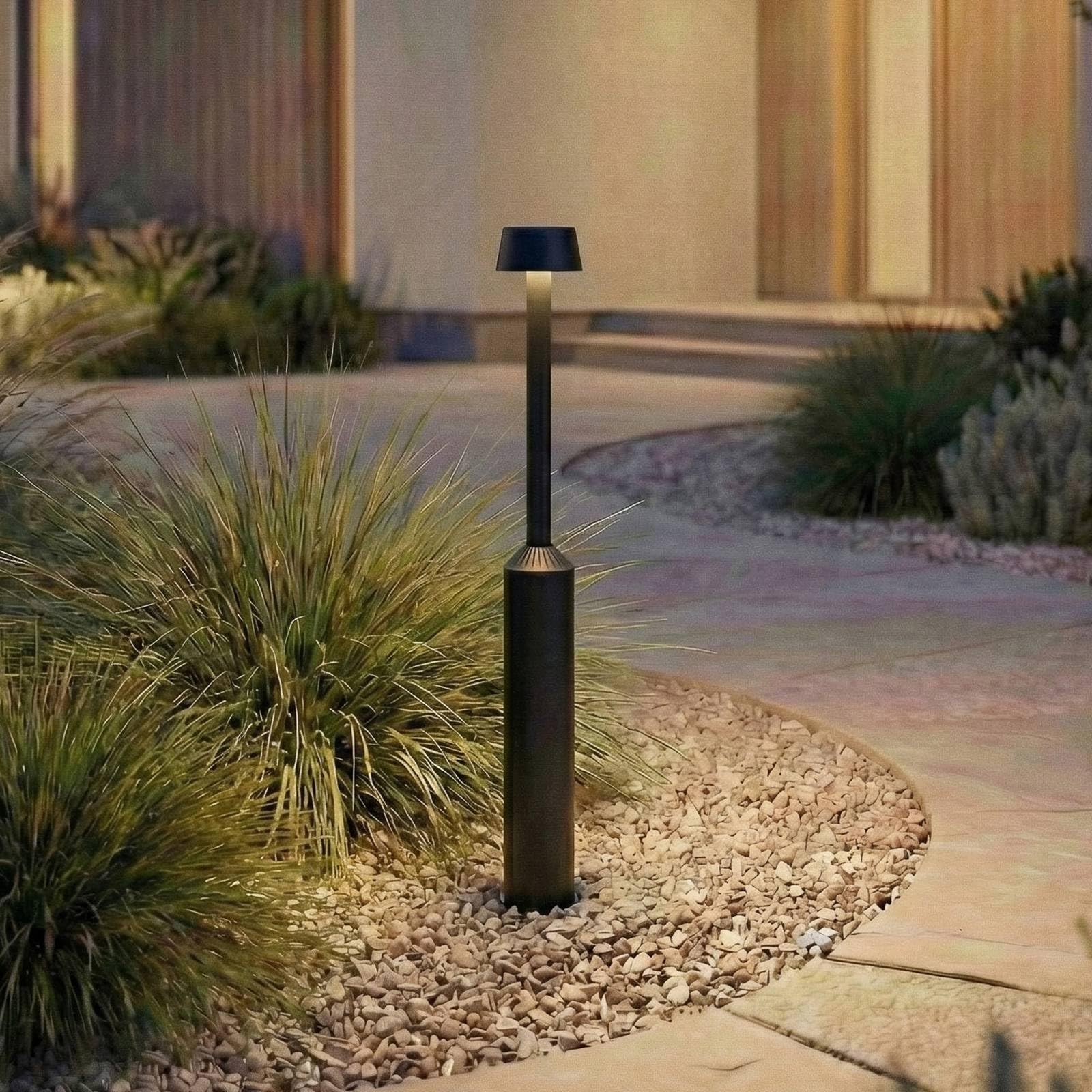 Lucande Bombillas LED baliza de jardín en negro, lámpara