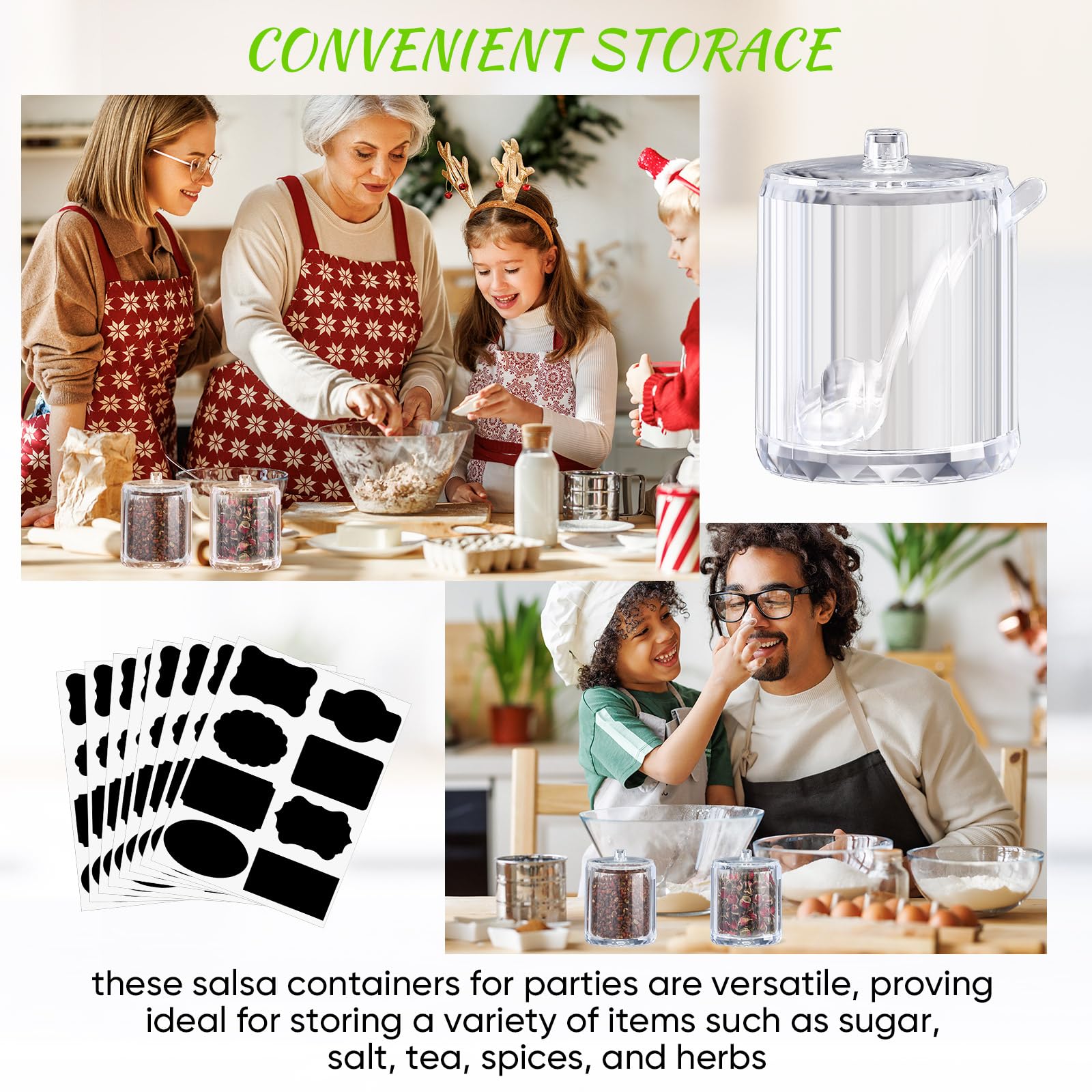 12 tazones de azúcar con tapa y cuchara, suministros de barra de chocolate con cacao caliente, tarros de azúcar acrílico transparente, dispensador de dulces con etiqueta para frascos de 7
