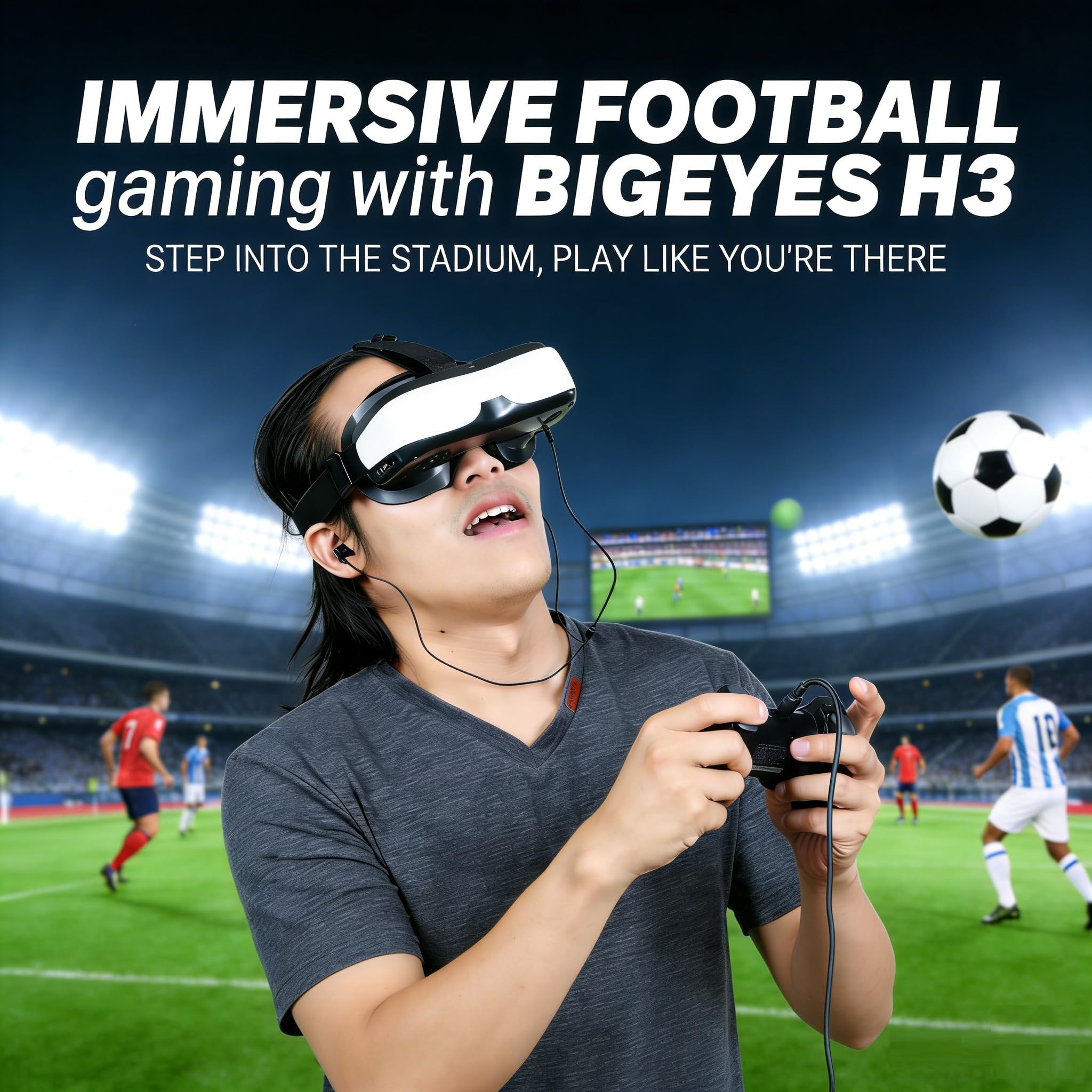 Bigeyes H3 - Cine móvil personal, entrada HDMI, batería integrada, no VR/AR, conecta a varios dispositivos multimedia
