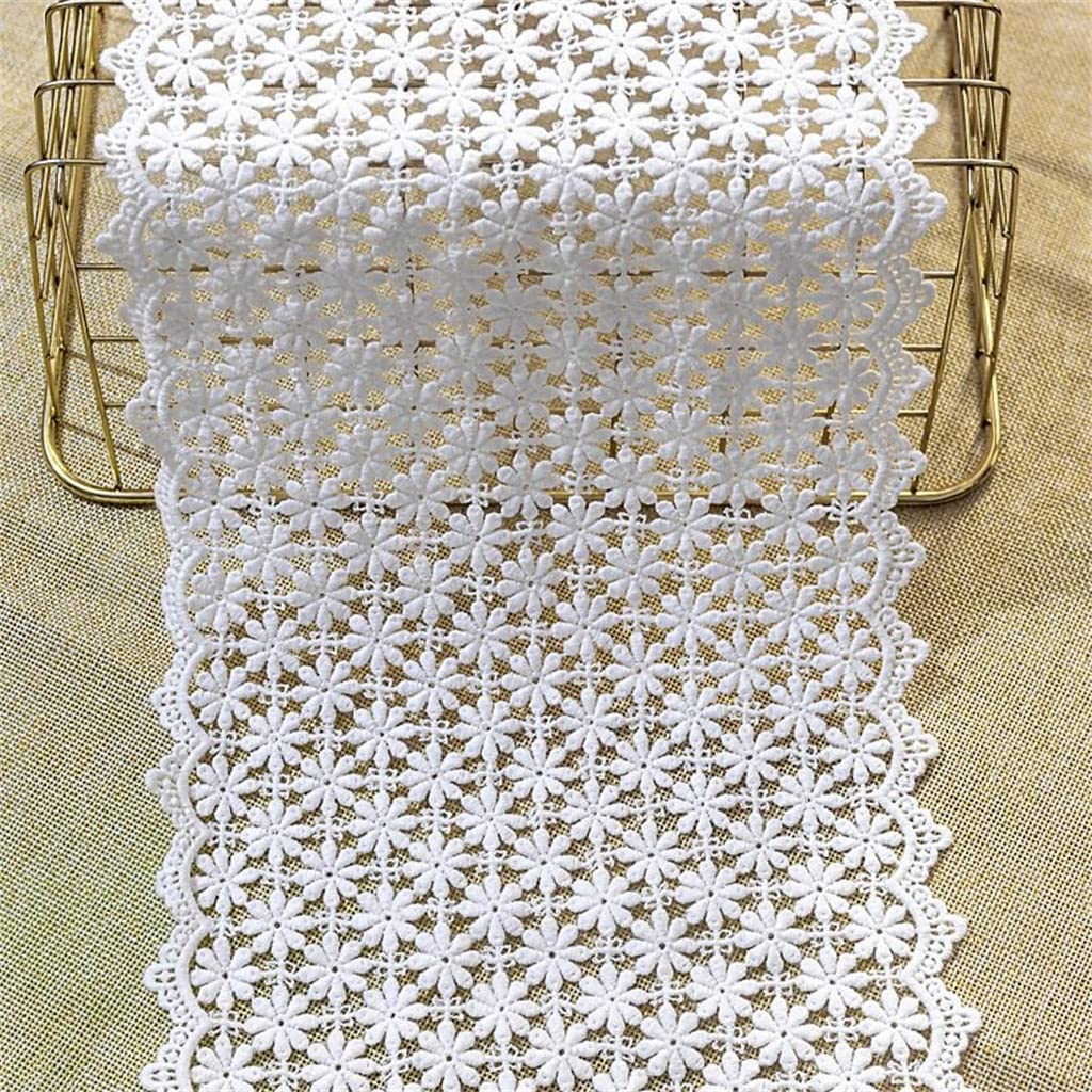Générique Coton Blanc Ruban Brodé Fleurs Dentelle Appliques Col Manches Garniture Rideaux Canapé Couture Accessoires (Couleur : Blanc, Taille : 21CM) (Blanc 21CM)