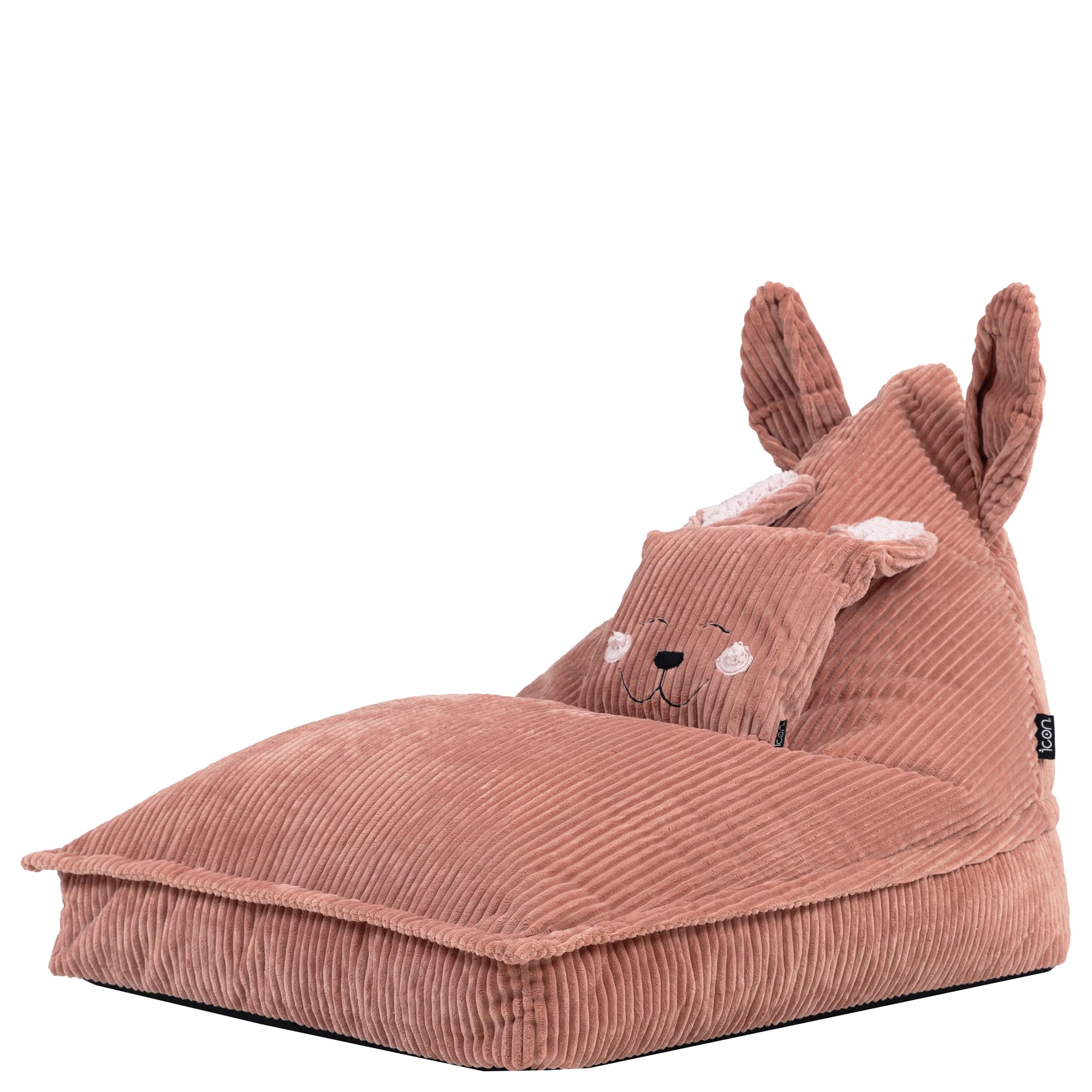 Icon Robyn Kaninchen Sitzsack Kinder, Rosa, Flauschiger Cord Stoff, Sitzsack Cord mit Füllung, Bequemer Kinder Sessel, Kuschelsessel, Lese Sessel, Schlafzimmer, Kinderzimmer, Spielzimmer