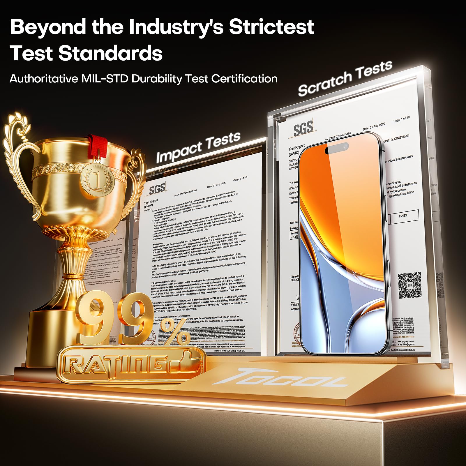 TOCOL Pellicola Vetro Temperato per iPhone Air, Rimozione Automatica Della Polvere, Senza Bolle, Durezza 9H, Copertura Completa, Compatibile con Custodie, Pellicola per iPhone 17 Air, 2 Pezzi