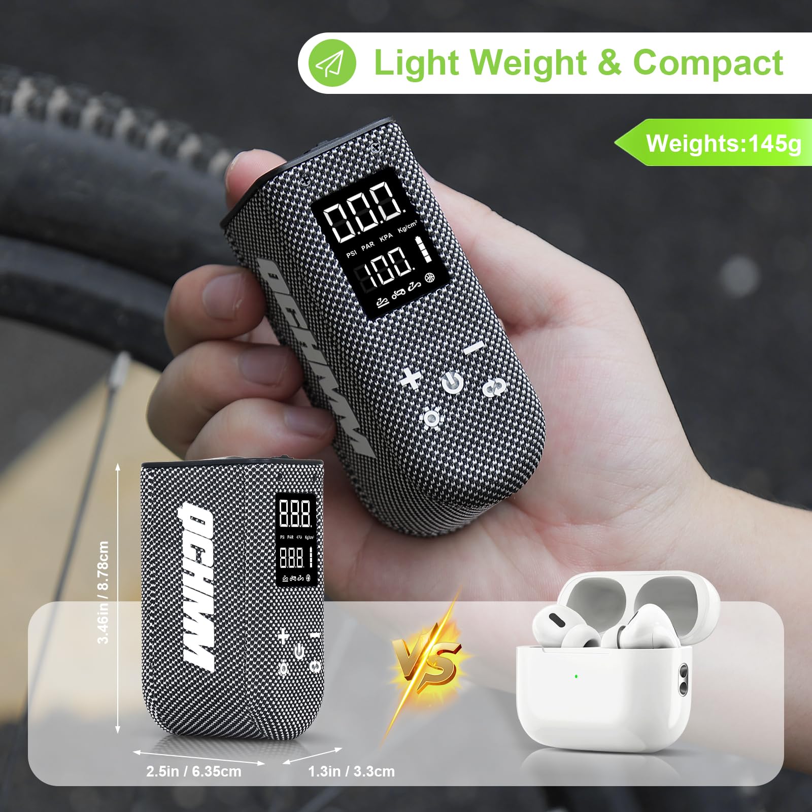 ASMAX Mini Pompa per Bici, Pompa Bici Elettrica 120 PSI, con Manometro, Valvole Schrader e Presta, Batteria Ricaricabile, Spegnimento Automatico, per Bici da Strada, MTB, Bici elettrica, Bici da città ASMAX Mini Pompa per Bici, Pompa Bici Elettrica 120 PSI, con Manometro, Valvole Schrader e Presta, Batteria Ricaricabile, Spegnimento Automatico, per Bici da Strada, MTB, Bici elettrica, Bici da città