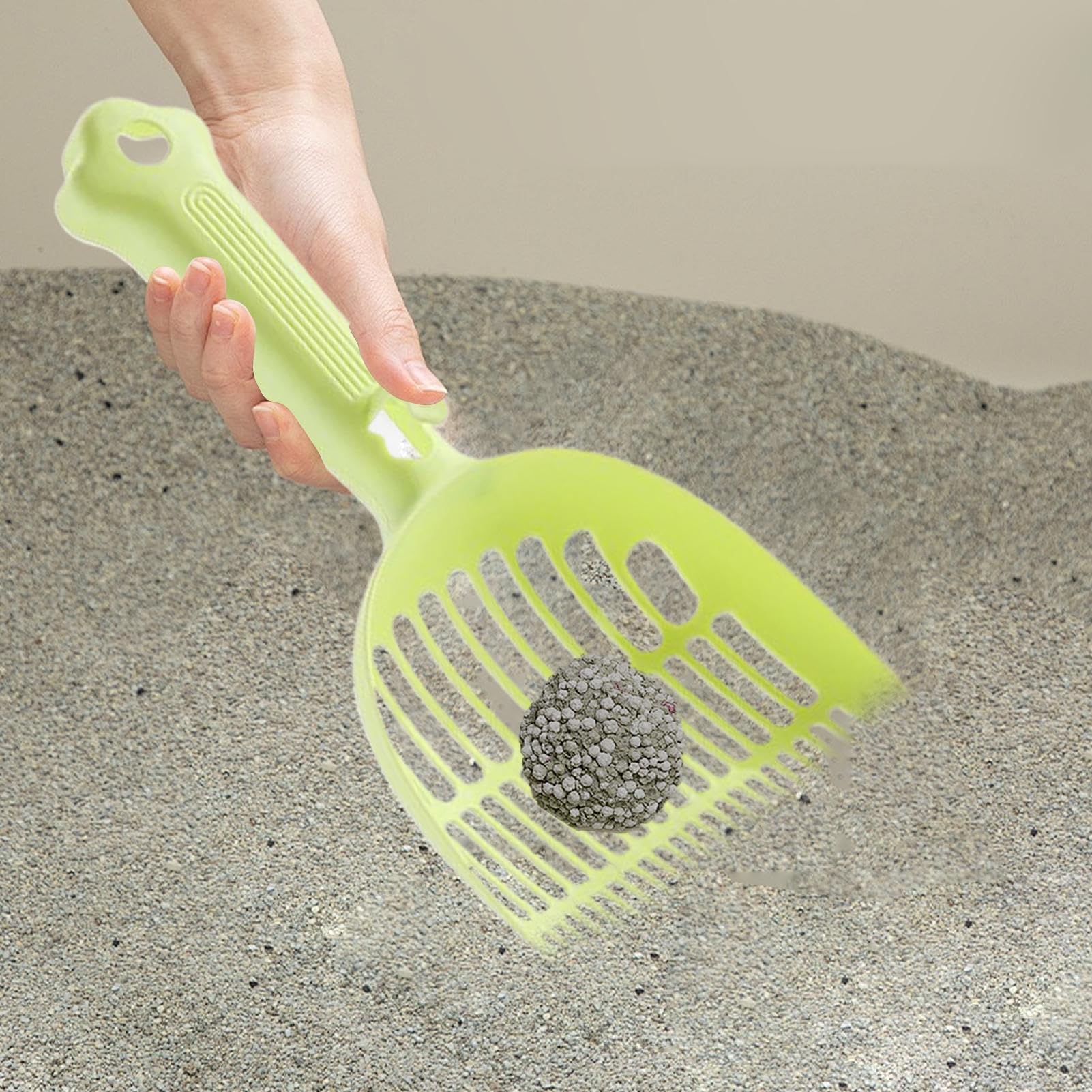 Paletta per lettiera, Pala setaccio ergonomica con Manico Lungo for Animali Domestici, Pulizia efficiente, casa, Facile da Usare in Interni(Green)