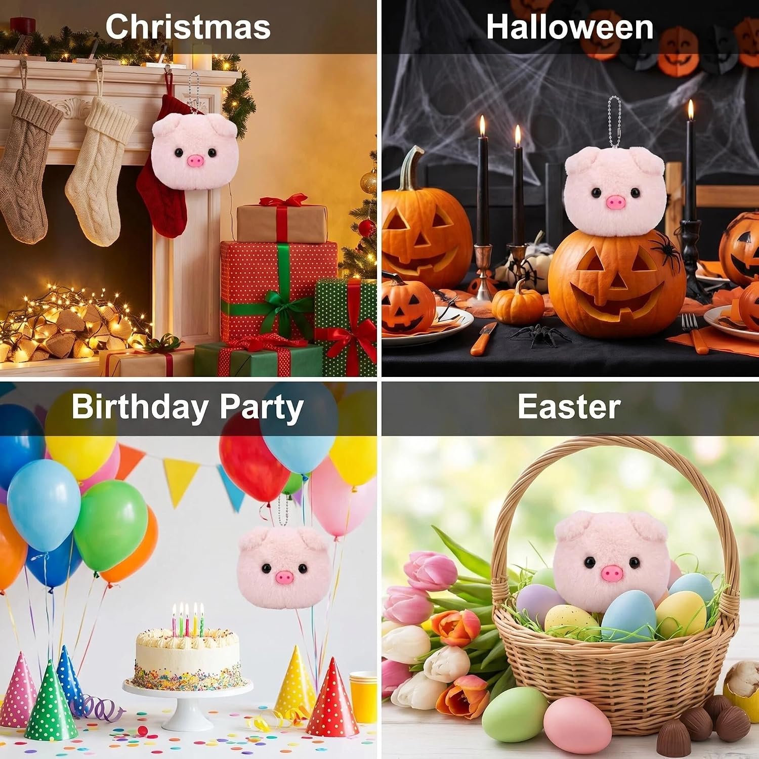 12 Pcs Cute Plush Pig Keychains Stuffed Animals Keychain Party Favors