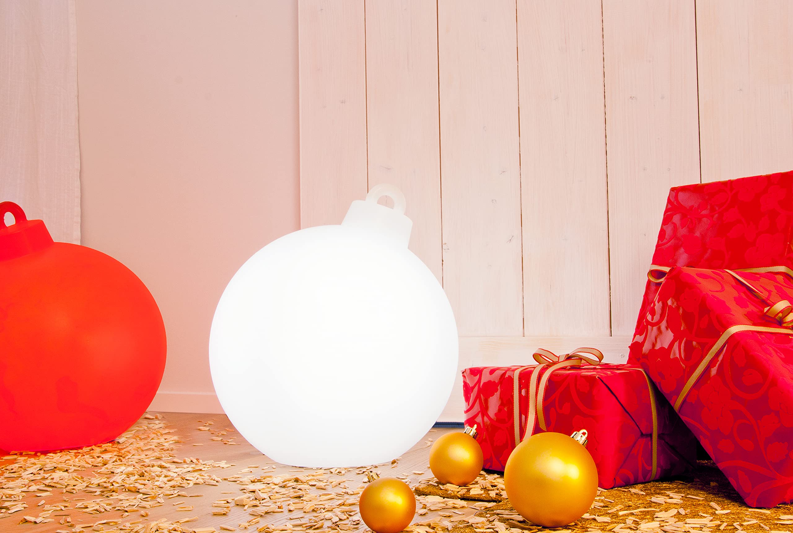 8 seasons design Shining Christmas Ball LED Weihnachtskugel (33 cm, weiß) E27 Fassung inkl. Leuchtmittel in warmweiß, große Weihnachtsdeko, Winterdeko, für außen und innen